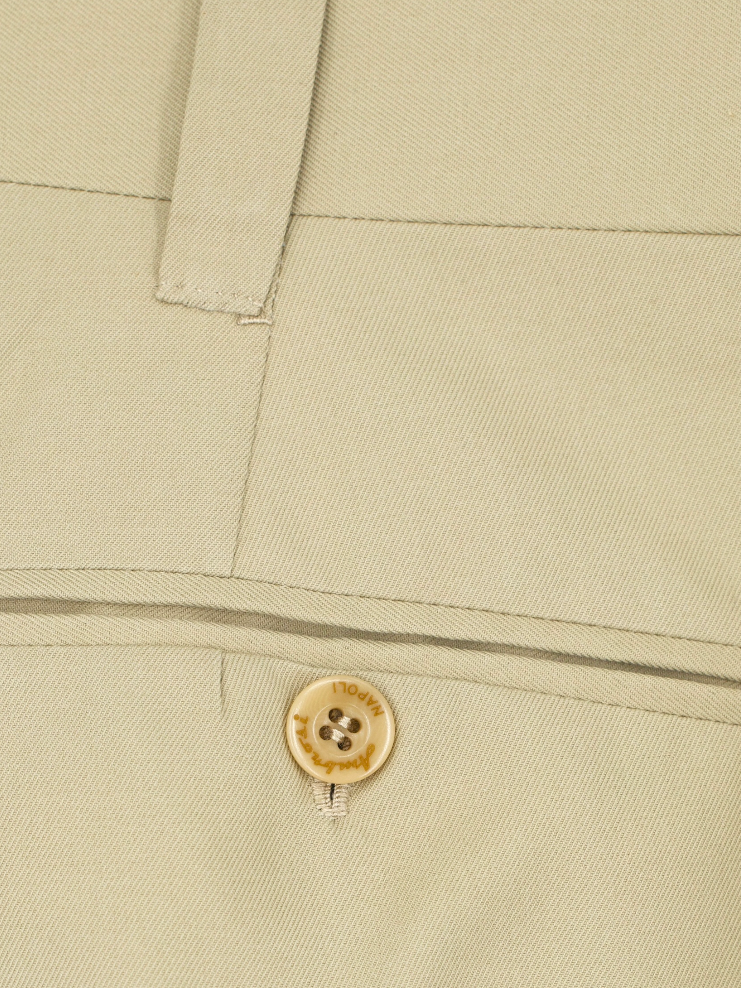 Ambrosi Beige Pure-Cotton Twill Sartorial Summer Trousers