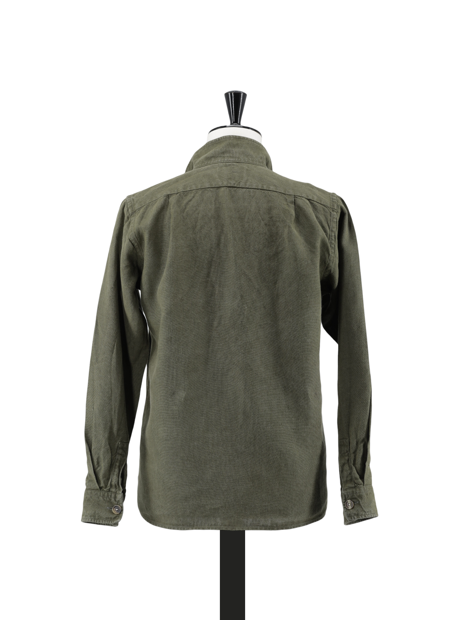 Drake's Olive Green Pure Linen Military-Style Overshirt