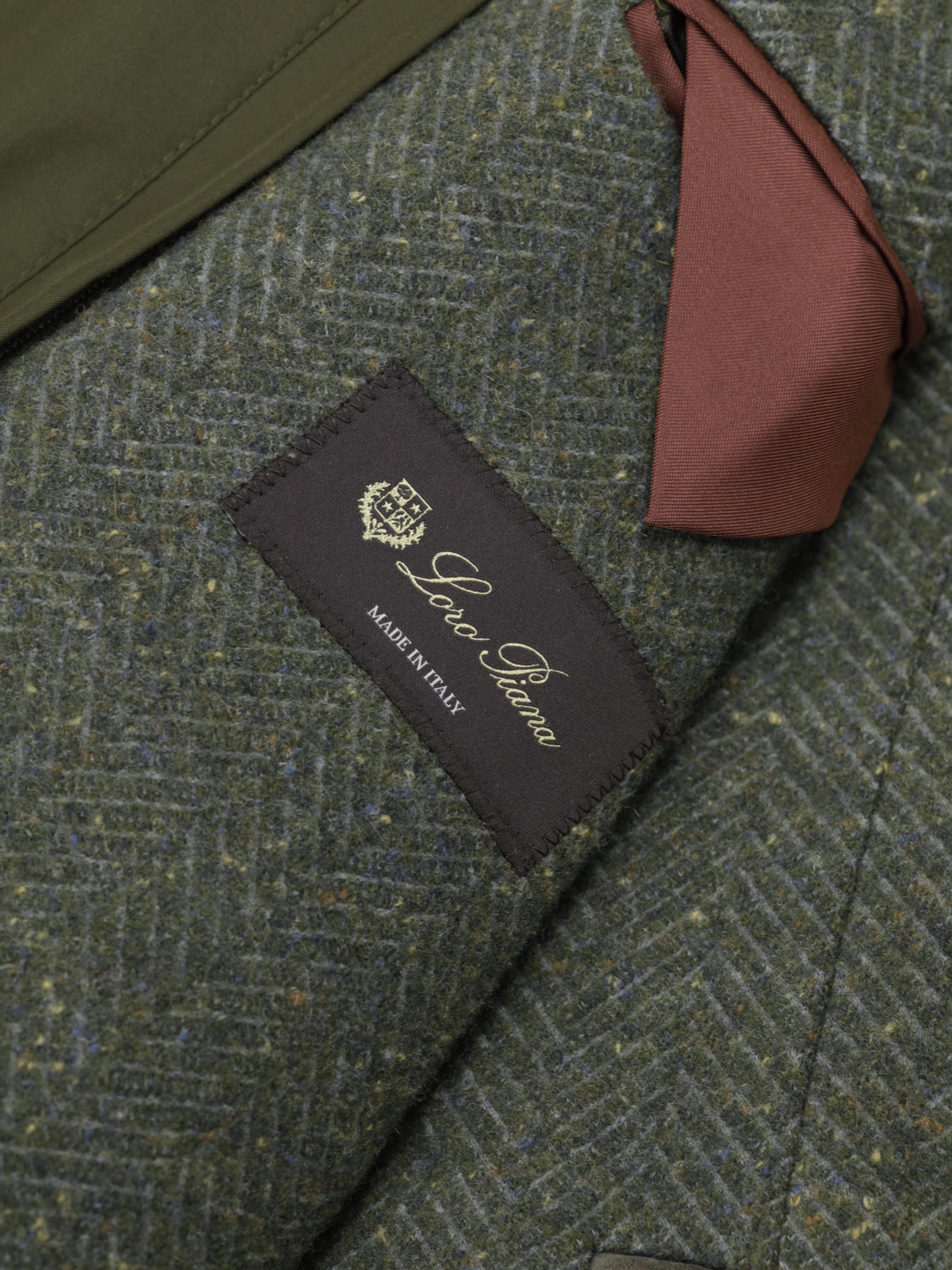 Loro Piana Light Green Cashmere & Wool Detachable-Front Herringbone Jacket