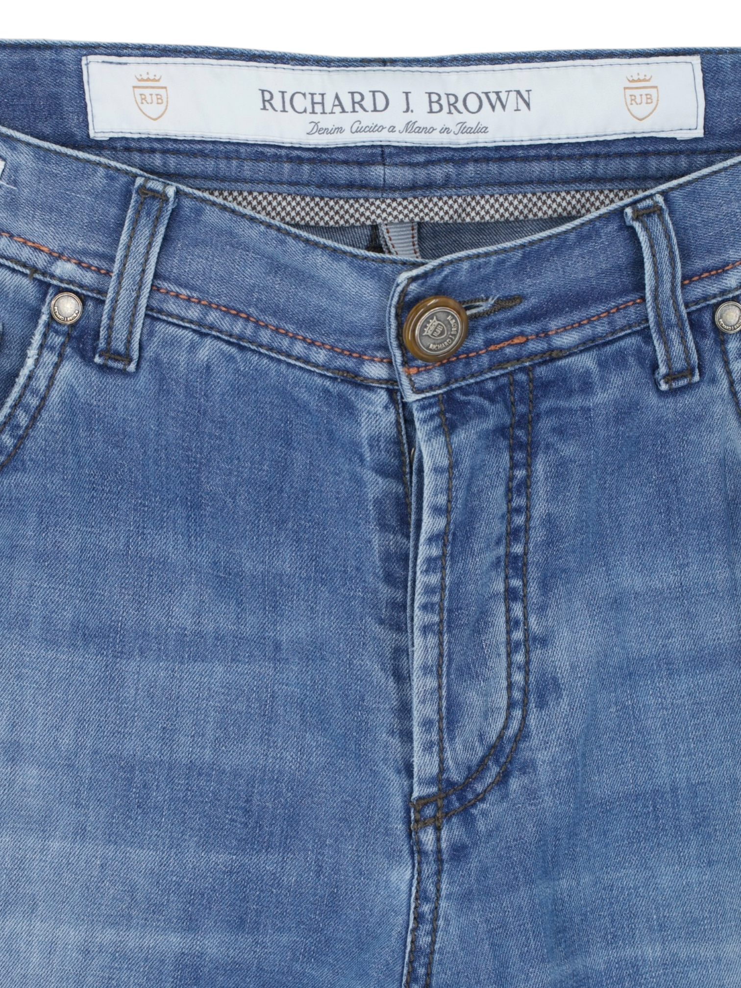 Richard J. Brown Light Blue Cotton, Linen & Stretch "Tokyo" Jeans
