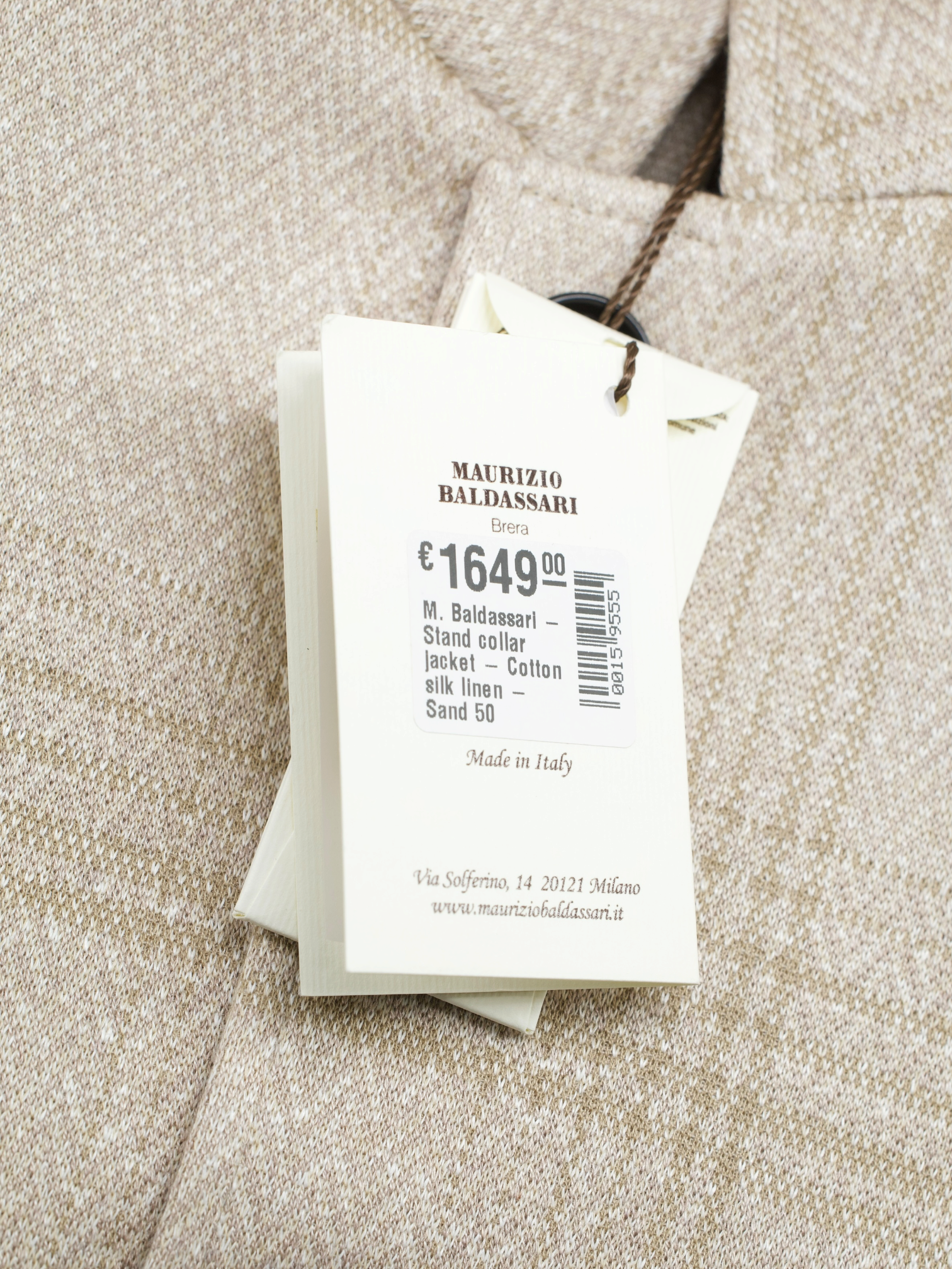 Maurizio Baldassari Sand Cotton, Silk & Linen Stand-Collar Jacket