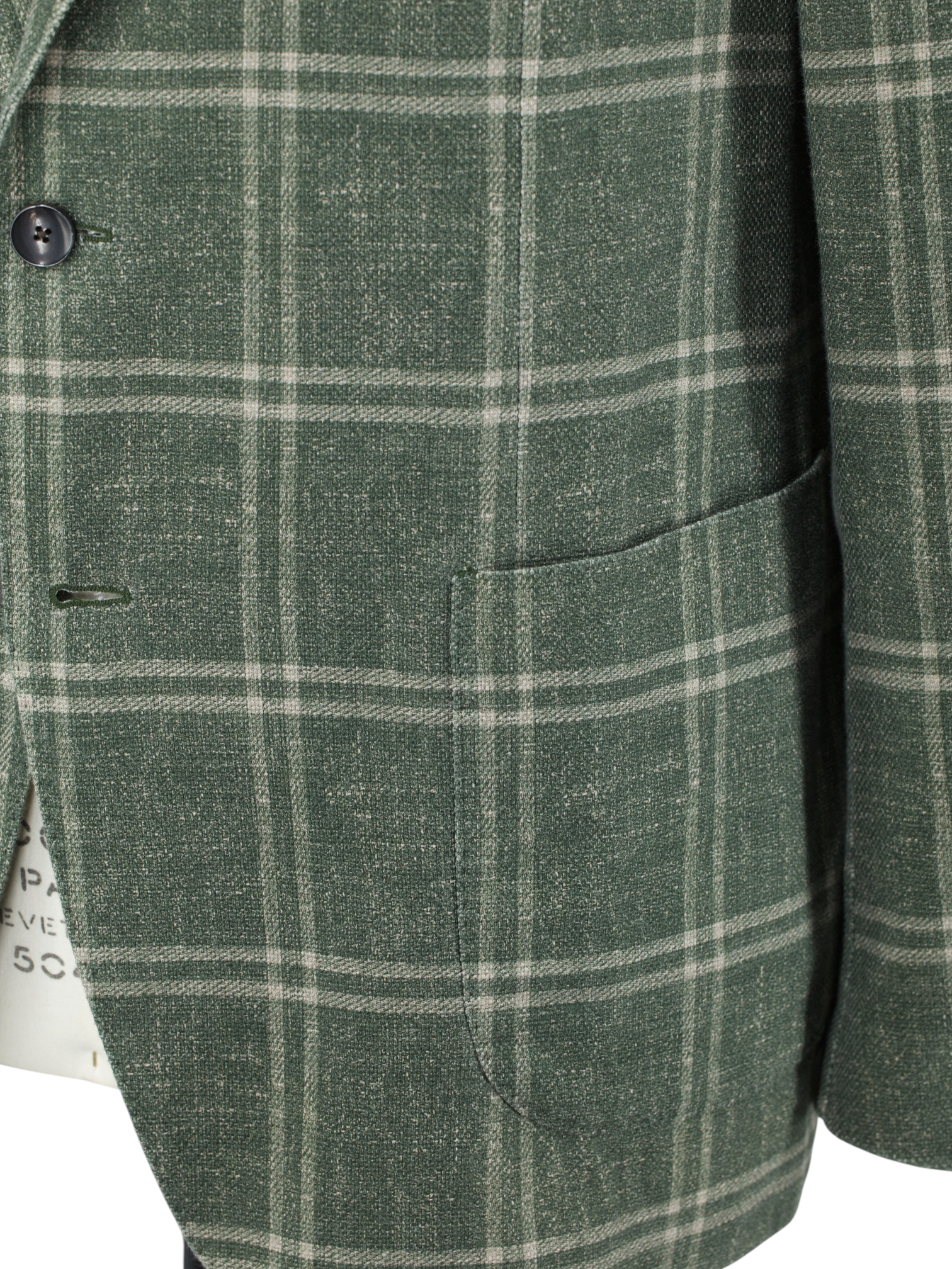 Lardini Khaki Green Cotton Tartan Check Jacket
