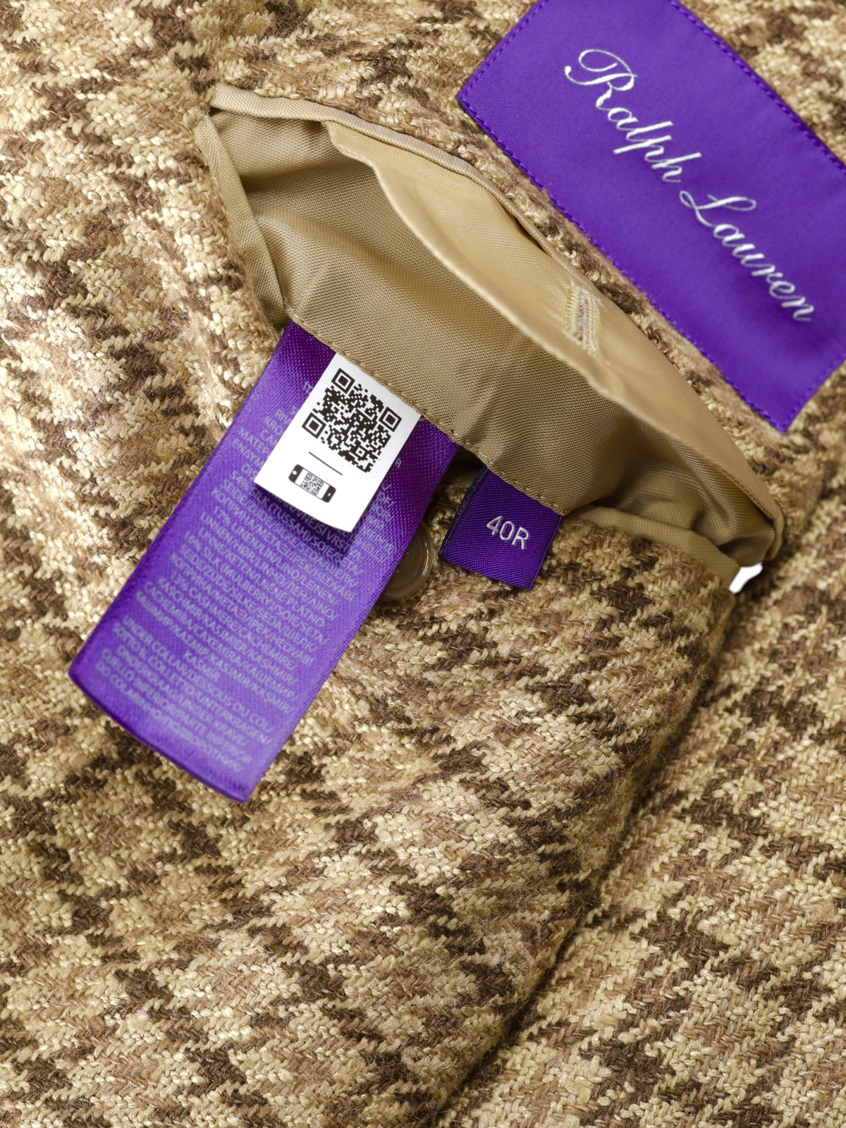 Ralph Lauren Purple Label Silk, Linen & Cashmere Gun Check Hacking Jacket