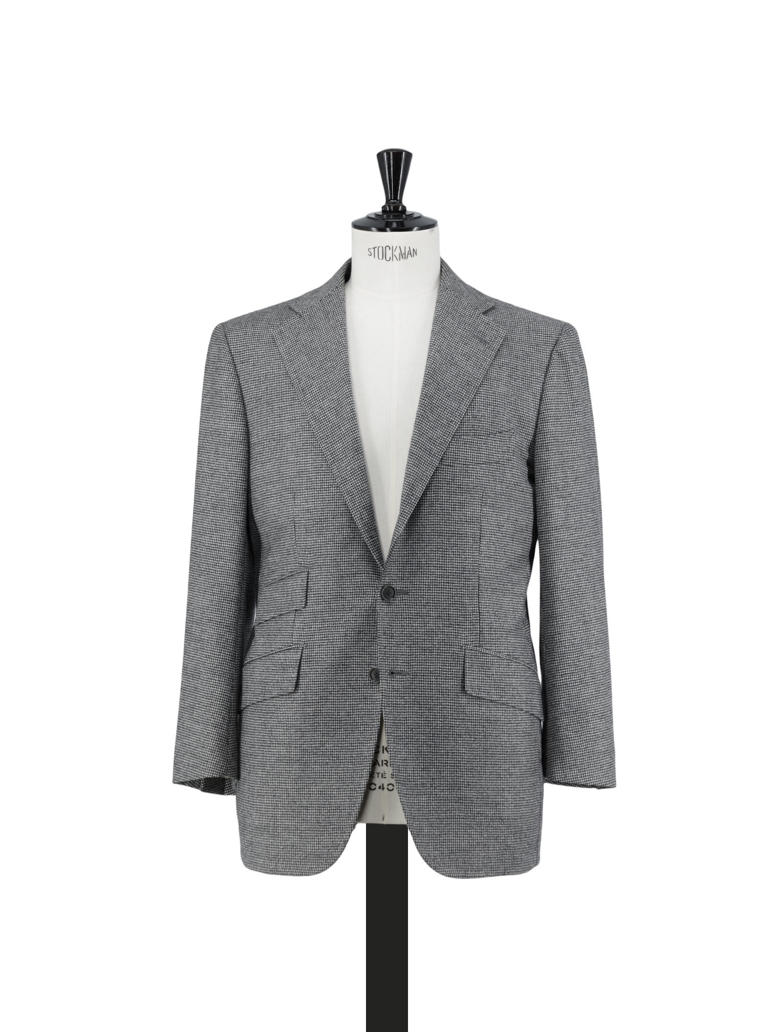 Cesare Attolini Black and White Wool & Cashmere Flannel Puppytooth Suit