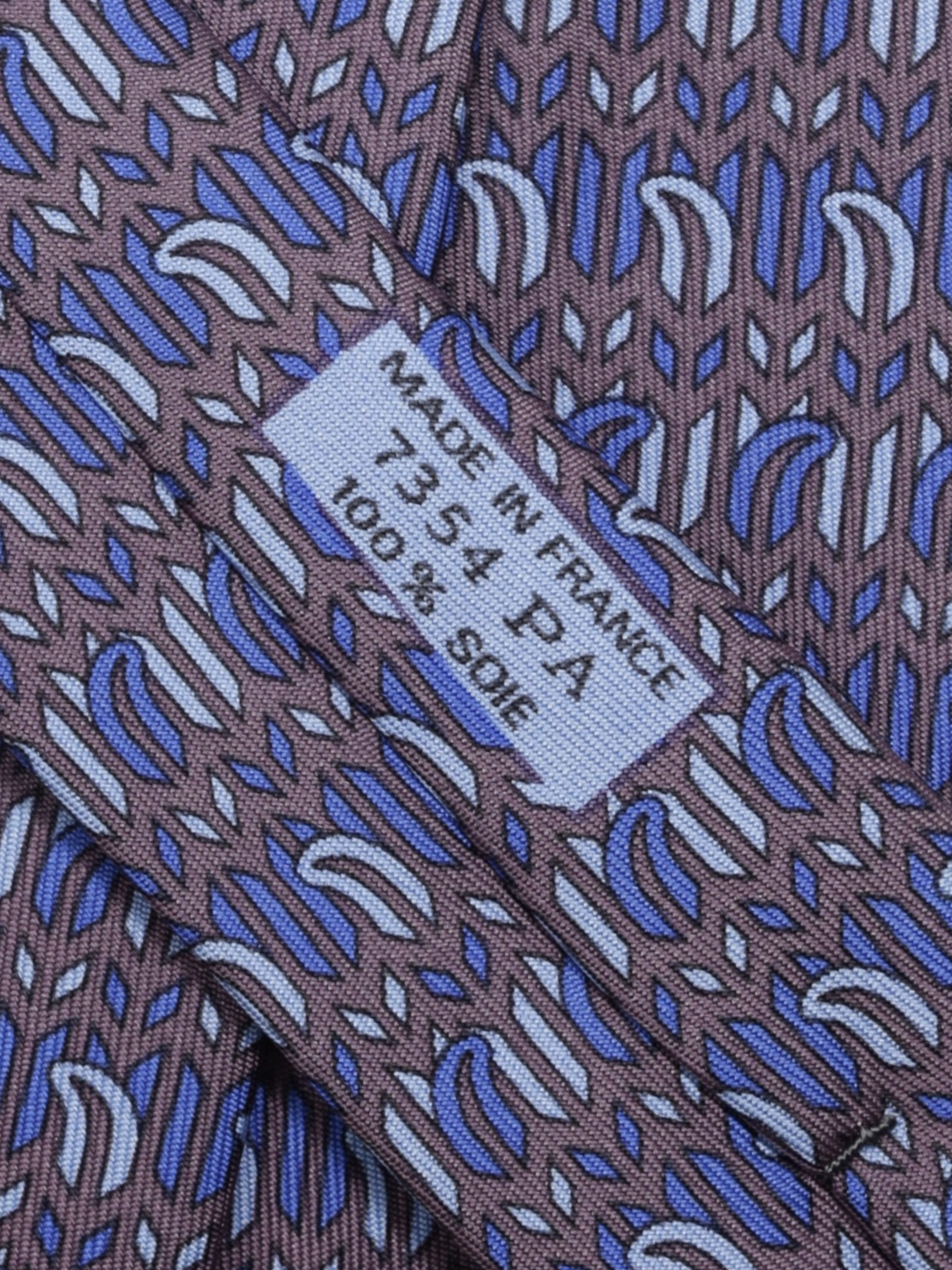 Hermès Brown & Azure Blue Silk Floral-Pattern Tie