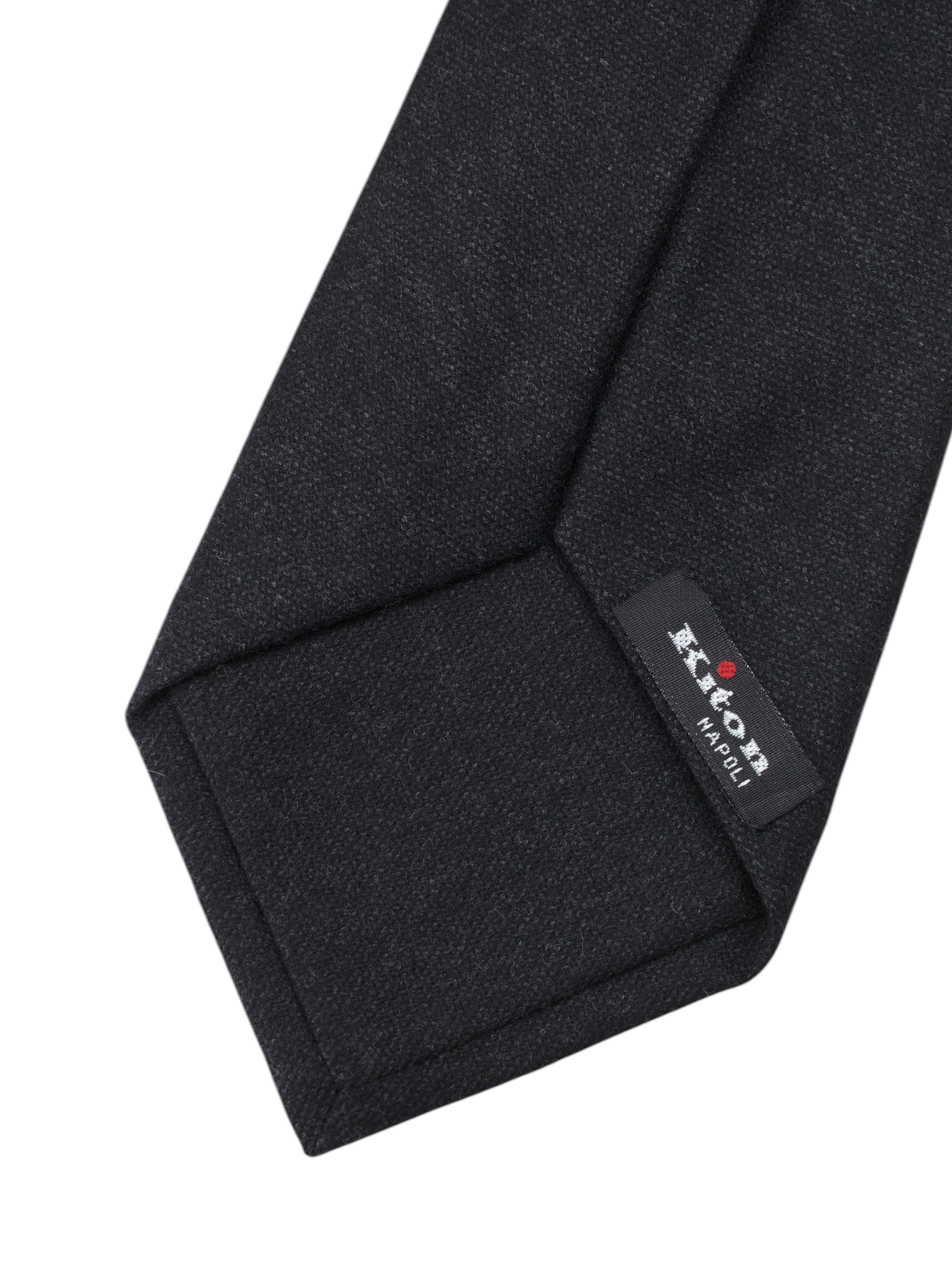 Kiton 5-Fold Dark Grey Wool, Cashmere & Stretch Tie