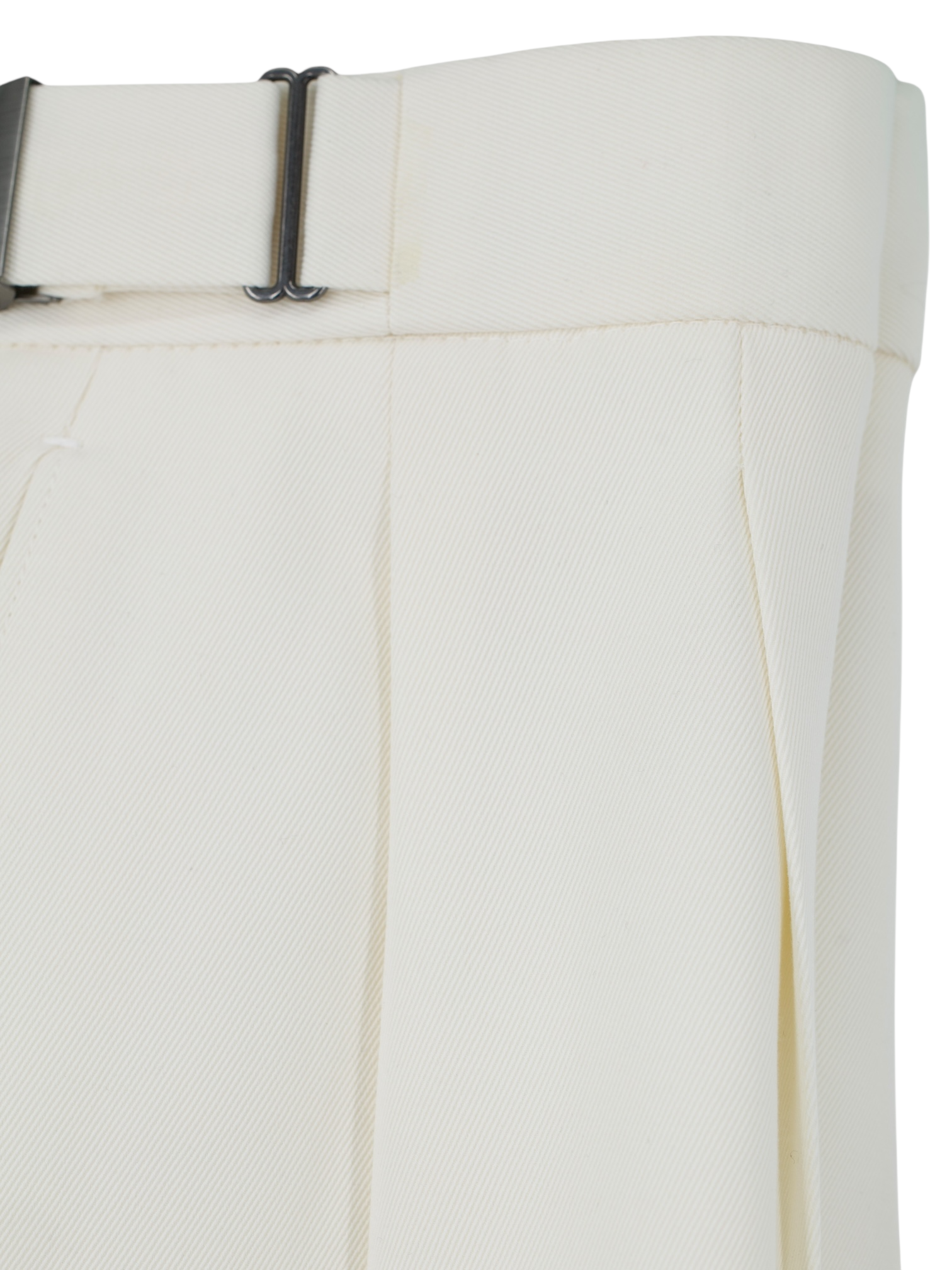 Ermenegildo Zegna Offwhite Cotton & Wool Twill Double-Pleated Trousers