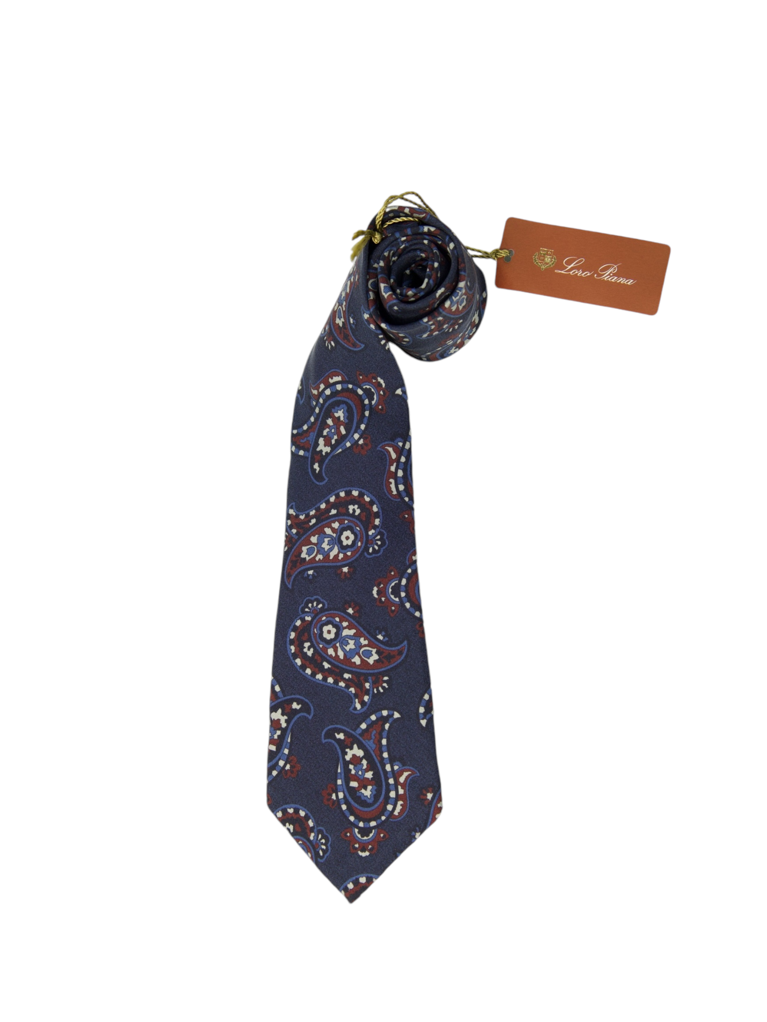 Loro Piana Navy Paisley Silk Tie