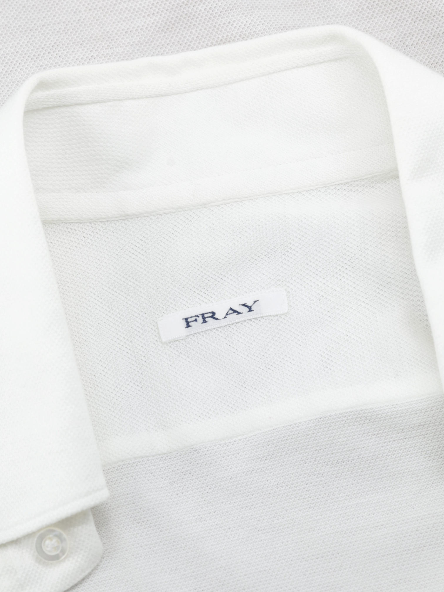 Fray White Knitted Piqué-Cotton Button-Down Shirt
