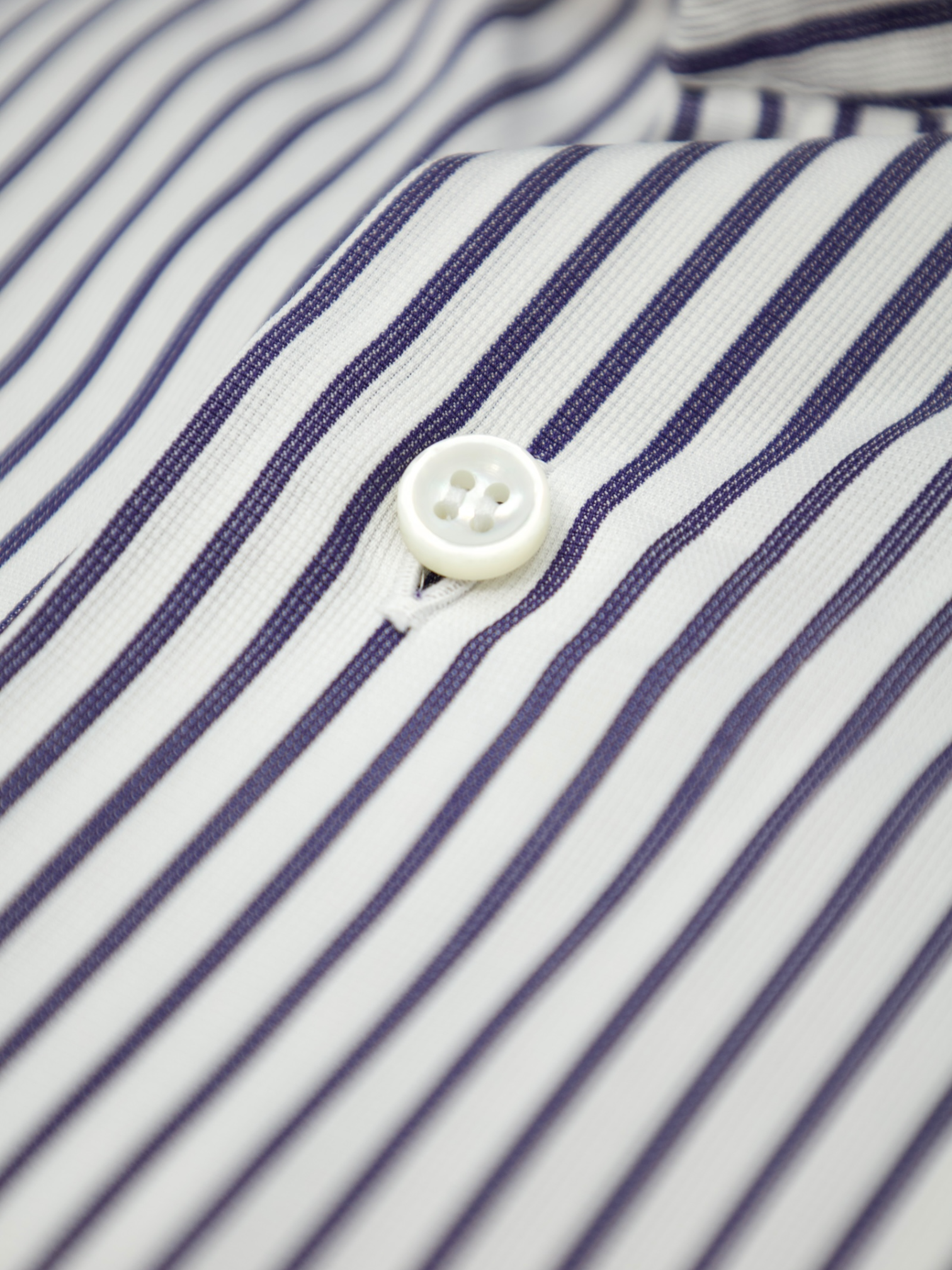 Brioni White & Navy Cotton Pinstripe Shirt