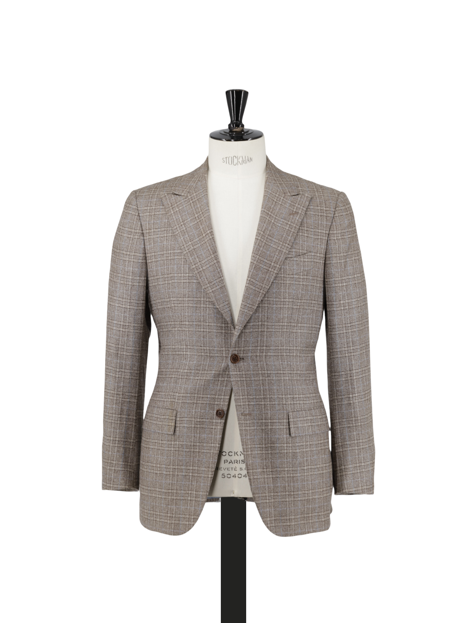 Kiton Taupe & Light Blue Cashmere & Wool Prince of Wales Suit