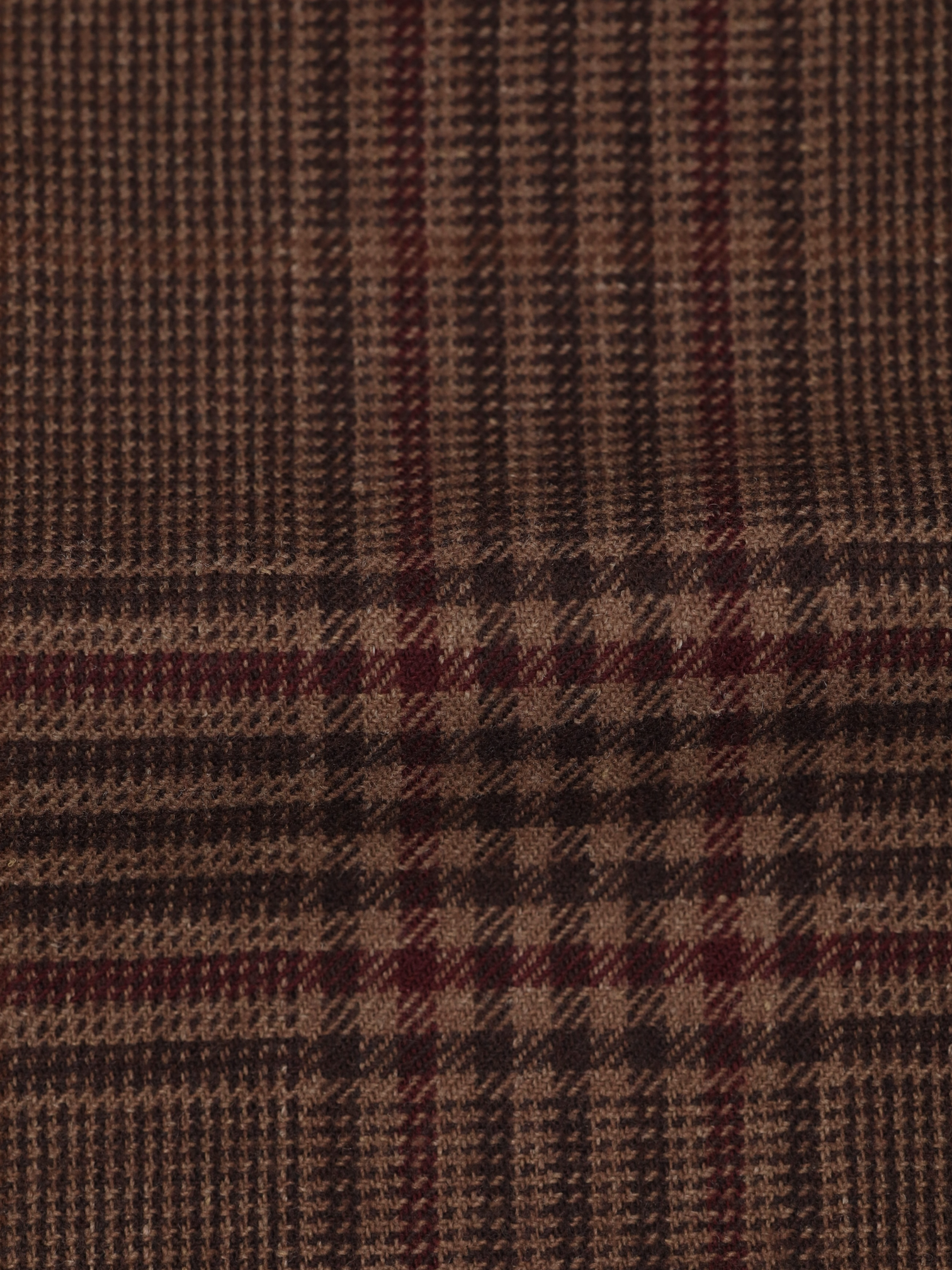 Brunello Cucinelli Castagne Brown & Burgundy Wool, Linen, Cashmere & Silk Checkered Jacket