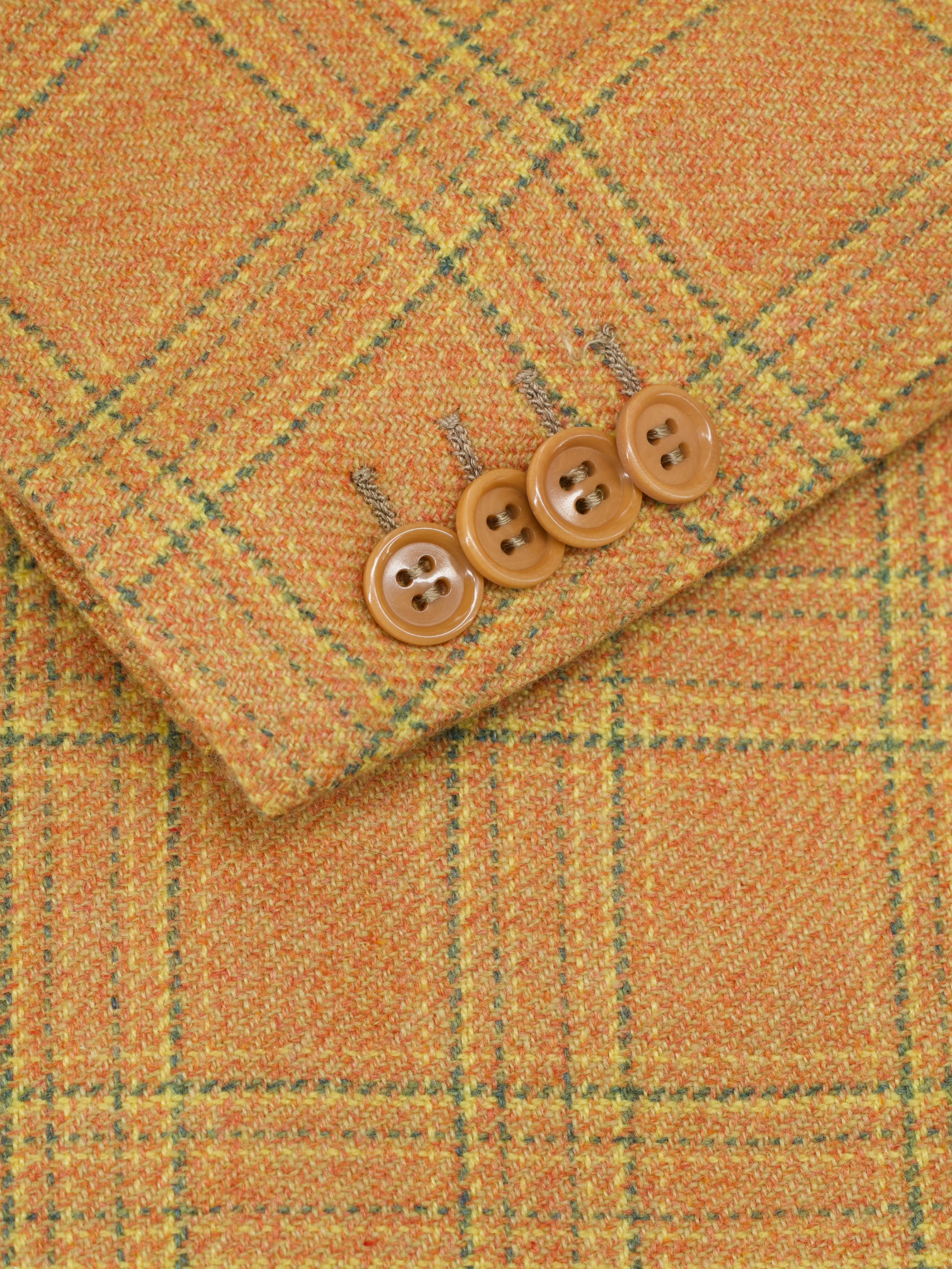 Kiton Orange Pure Plushy-Cashmere Double Breasted Windowpane Jacket