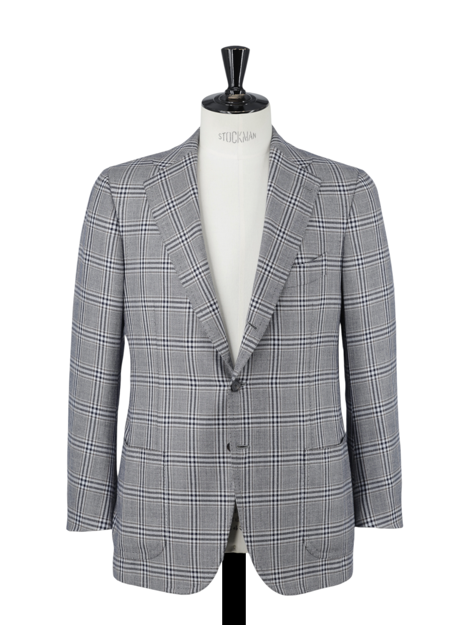 Cesare Attolini Taupe Super 140's, Silk & Linen Windowpane Jacket
