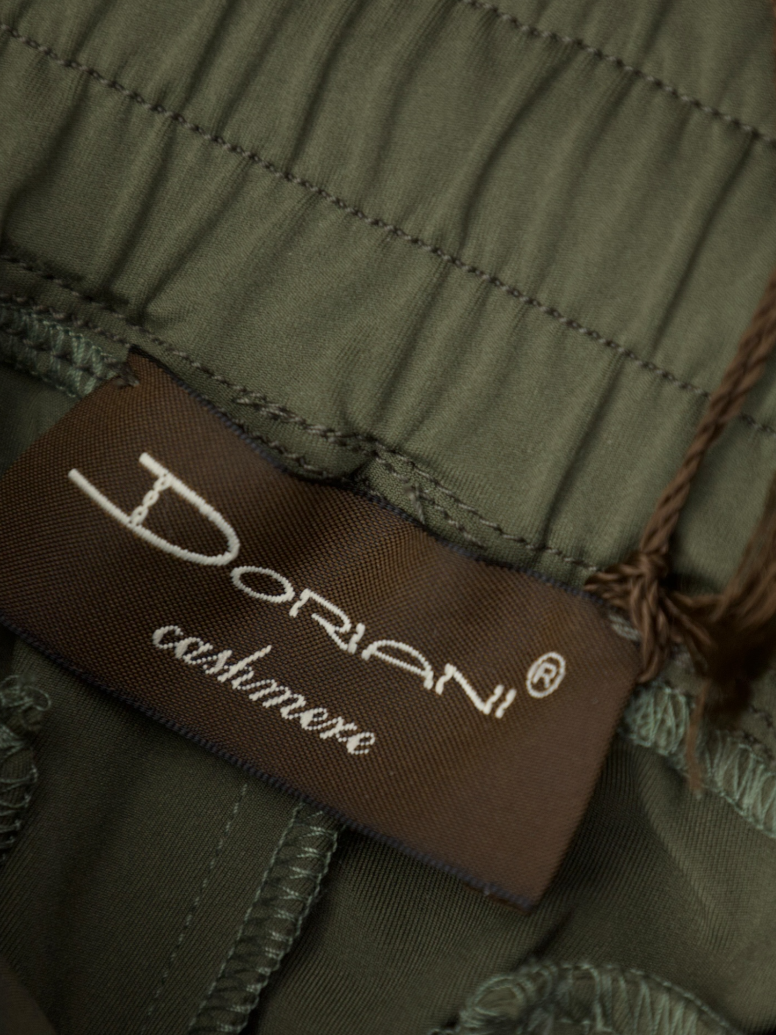 Doriani Cashmere Olive Green Stretch Trousers