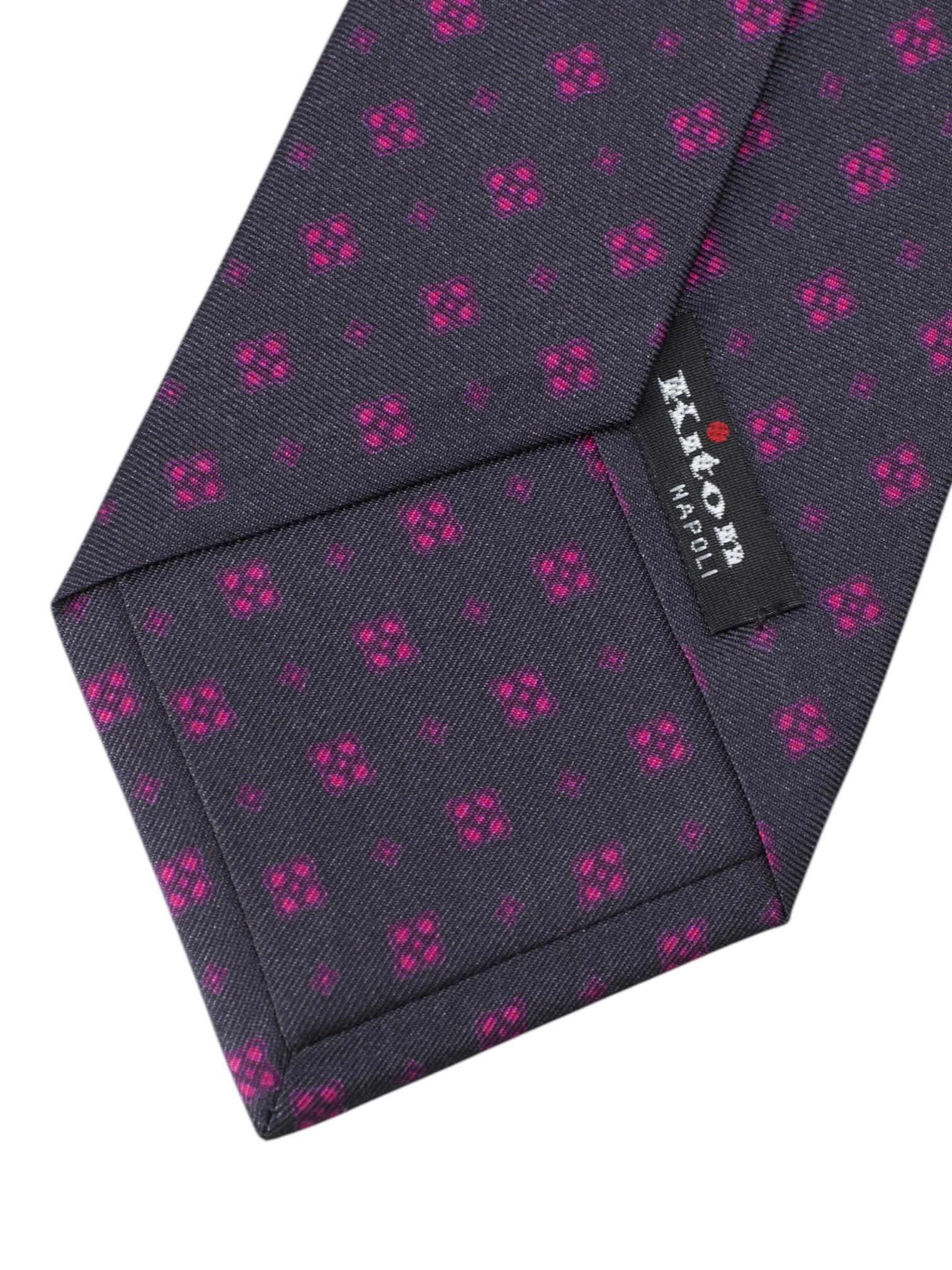 Kiton 5-Fold Warm Taupe & Pink Silk Geometric Tie