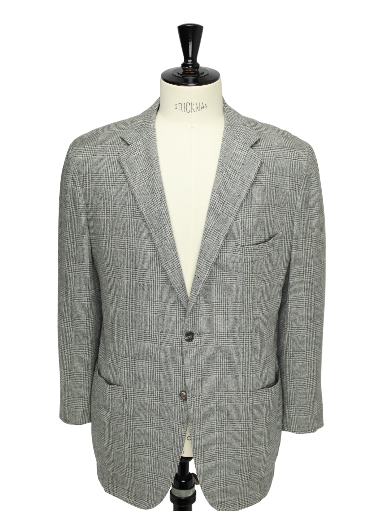 Kiton Light Grey Cashmere & Silk Glenplaid Jacket