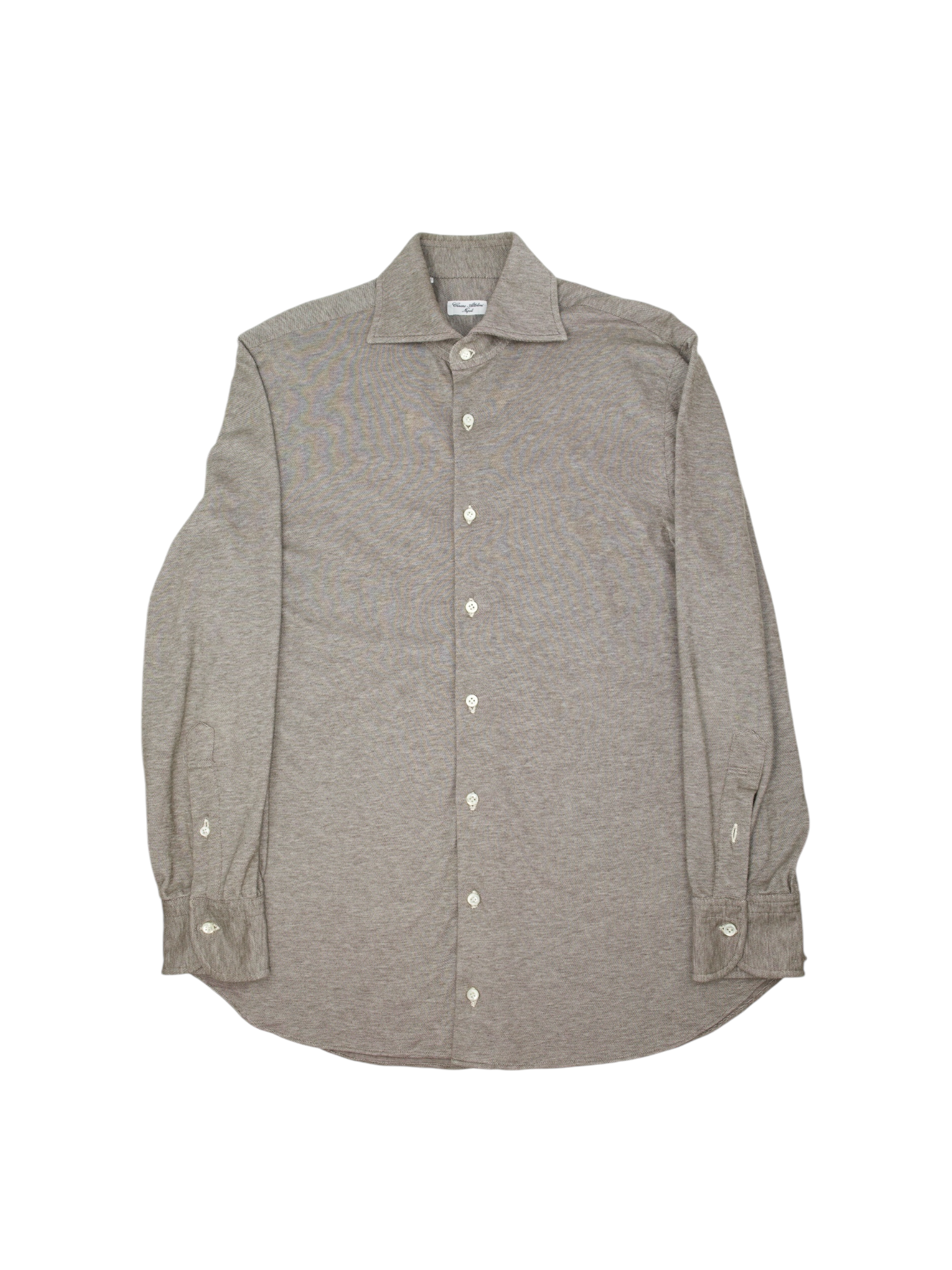 Cesare Attolini Taupe Heavy-Cotton Pique Shirt