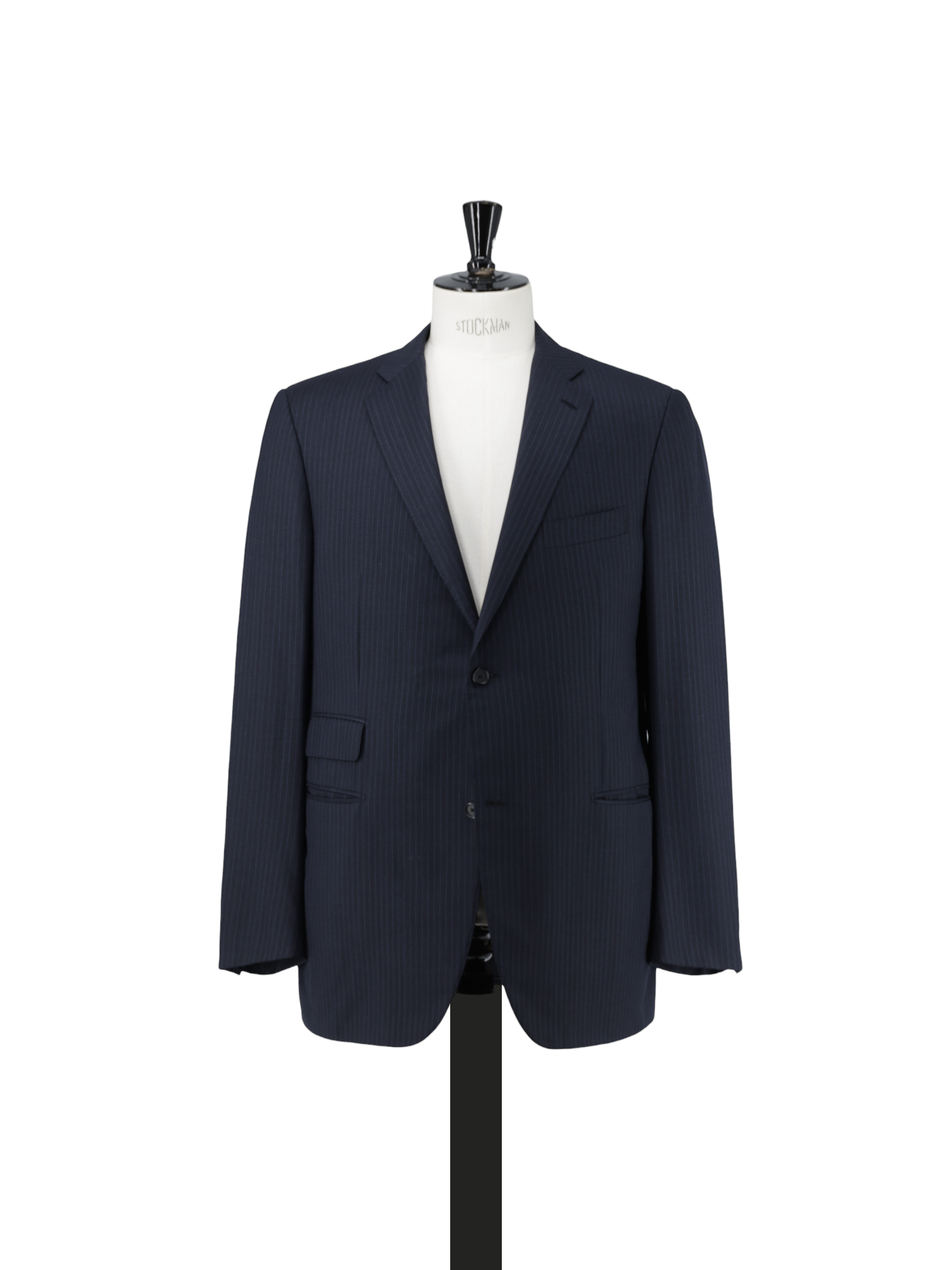 Caruso Navy Wool & Silk Pinstripe Lungo Suit