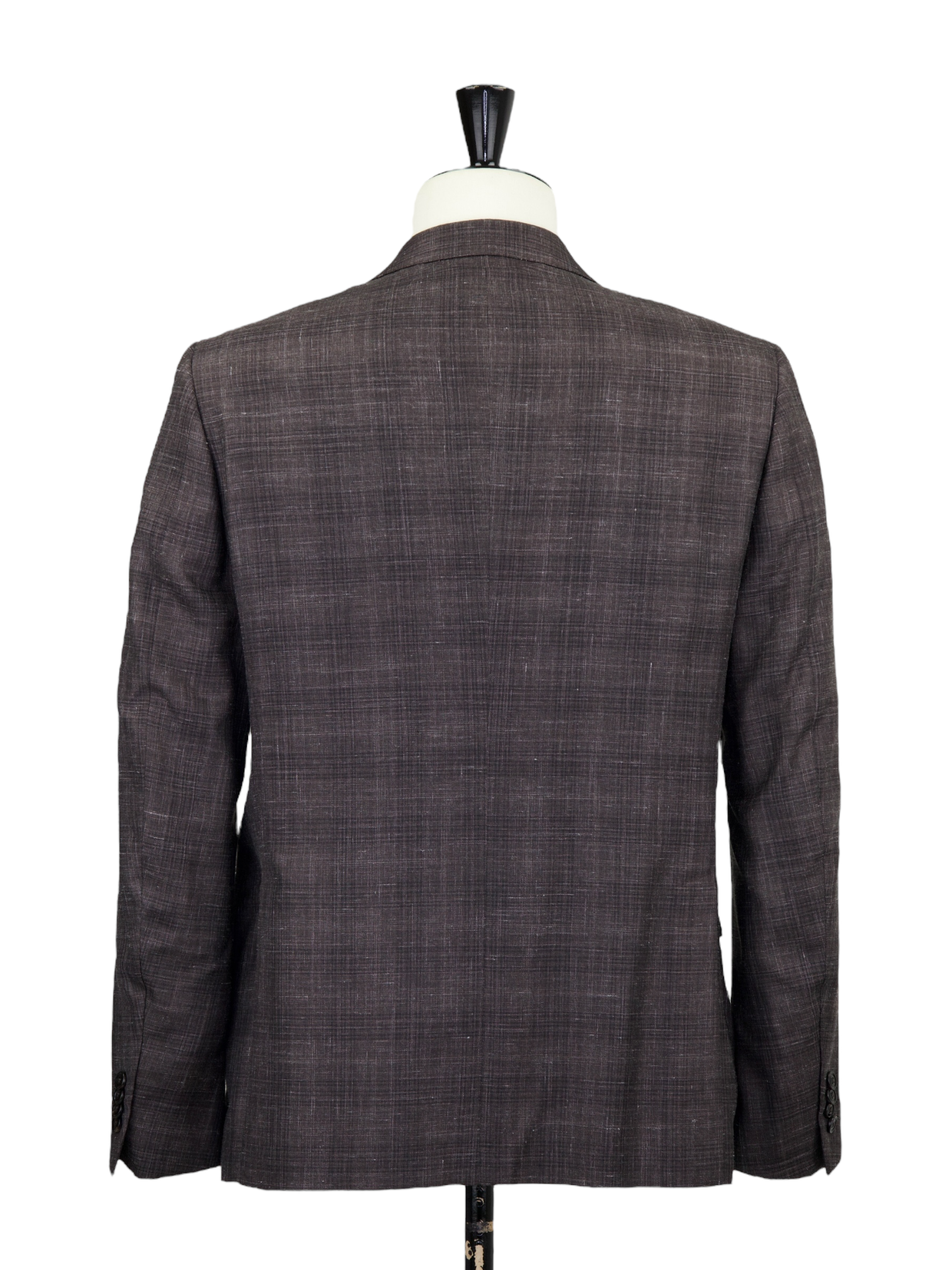 Ermenegildo Zegna Walnut Brown Cashmere, Silk & Linen Melange-Check Jacket