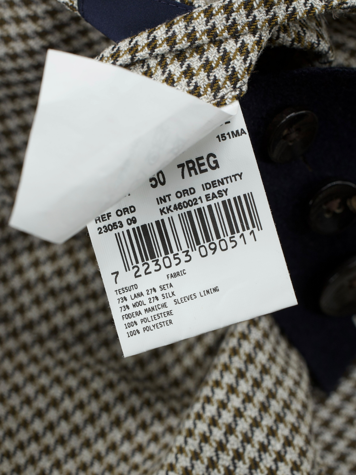 Lardini Light Brown Double-Breasted Wool & Silk Pied de Poule Jacket