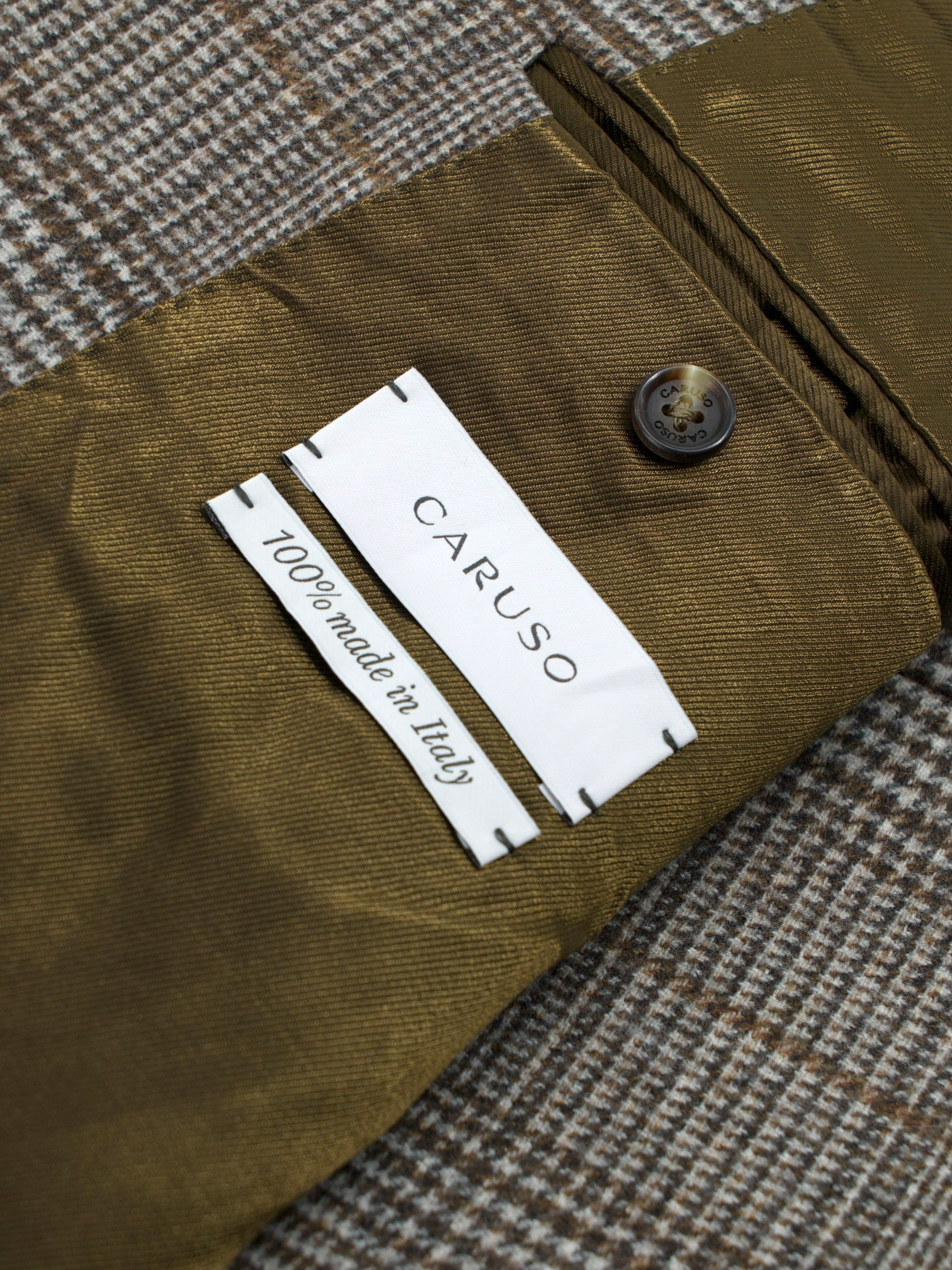 Caruso Light Brown Superfine "Zelander" Wool Prince of Wales Ulster Coat