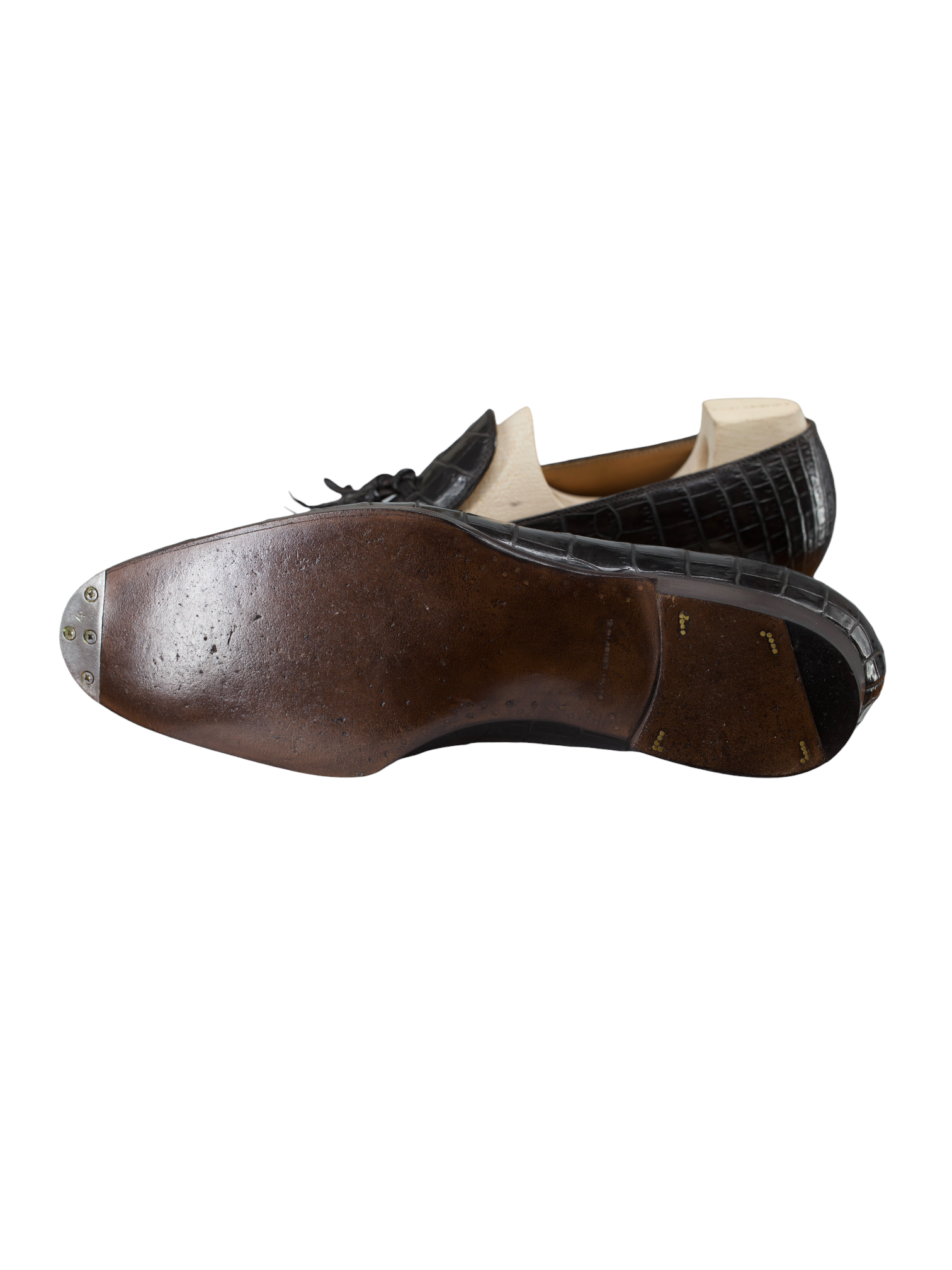 Saint Crispin's Dark Brown Alligator Leather "530T" Tassel Loafers
