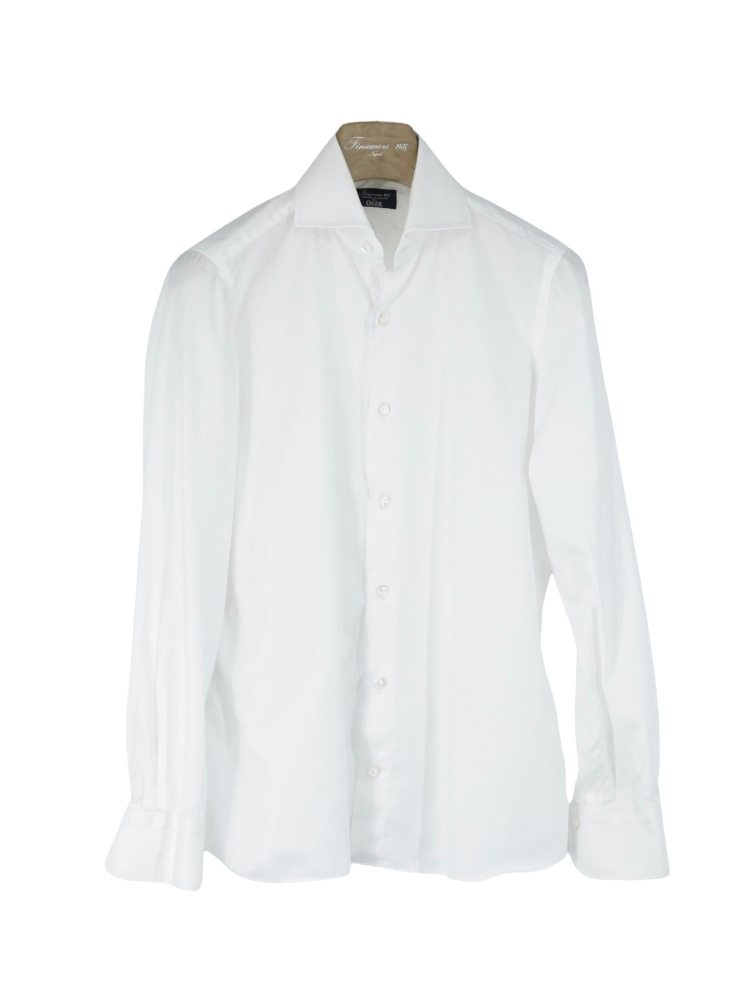 Finamore White Cotton Wide-Spread Collar Shirt