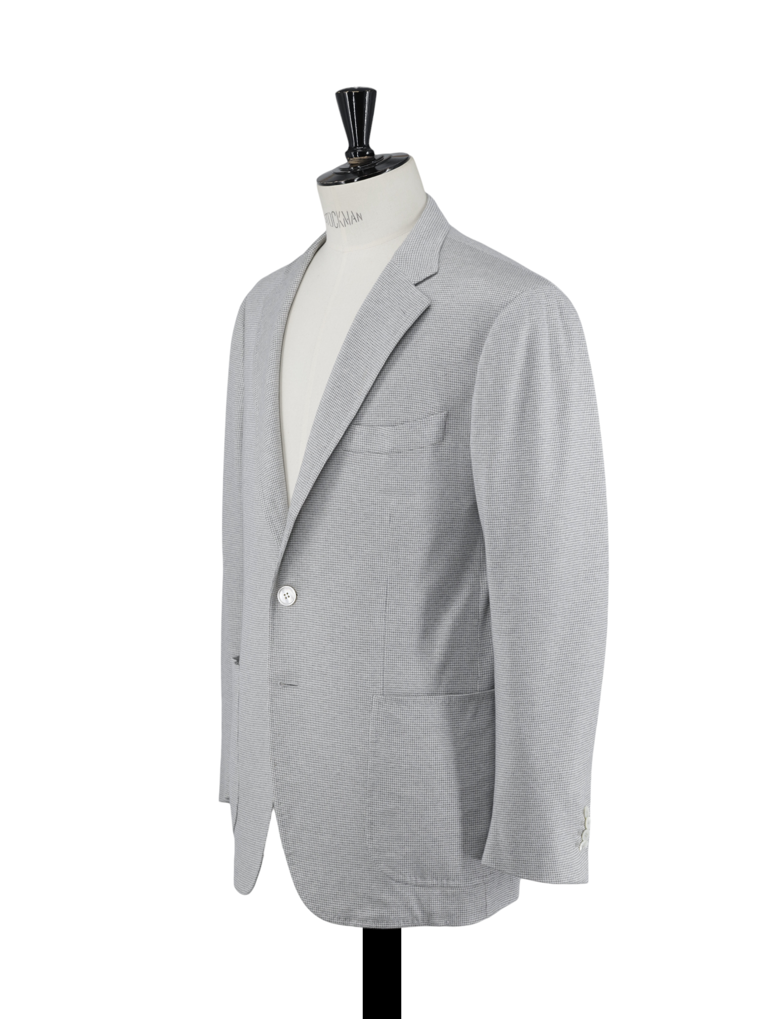 Isaia Light Grey Silk & Cotton "Comfort Project" Puppytooth Jacket