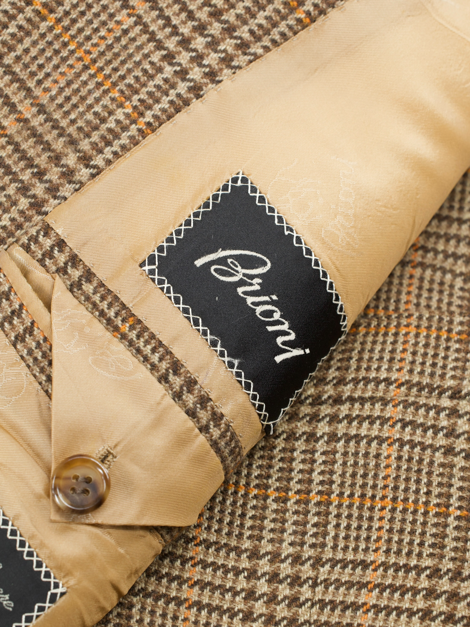 Brioni Brown & Orange Pure Cashmere Prince of Wales Nomentano Jacket