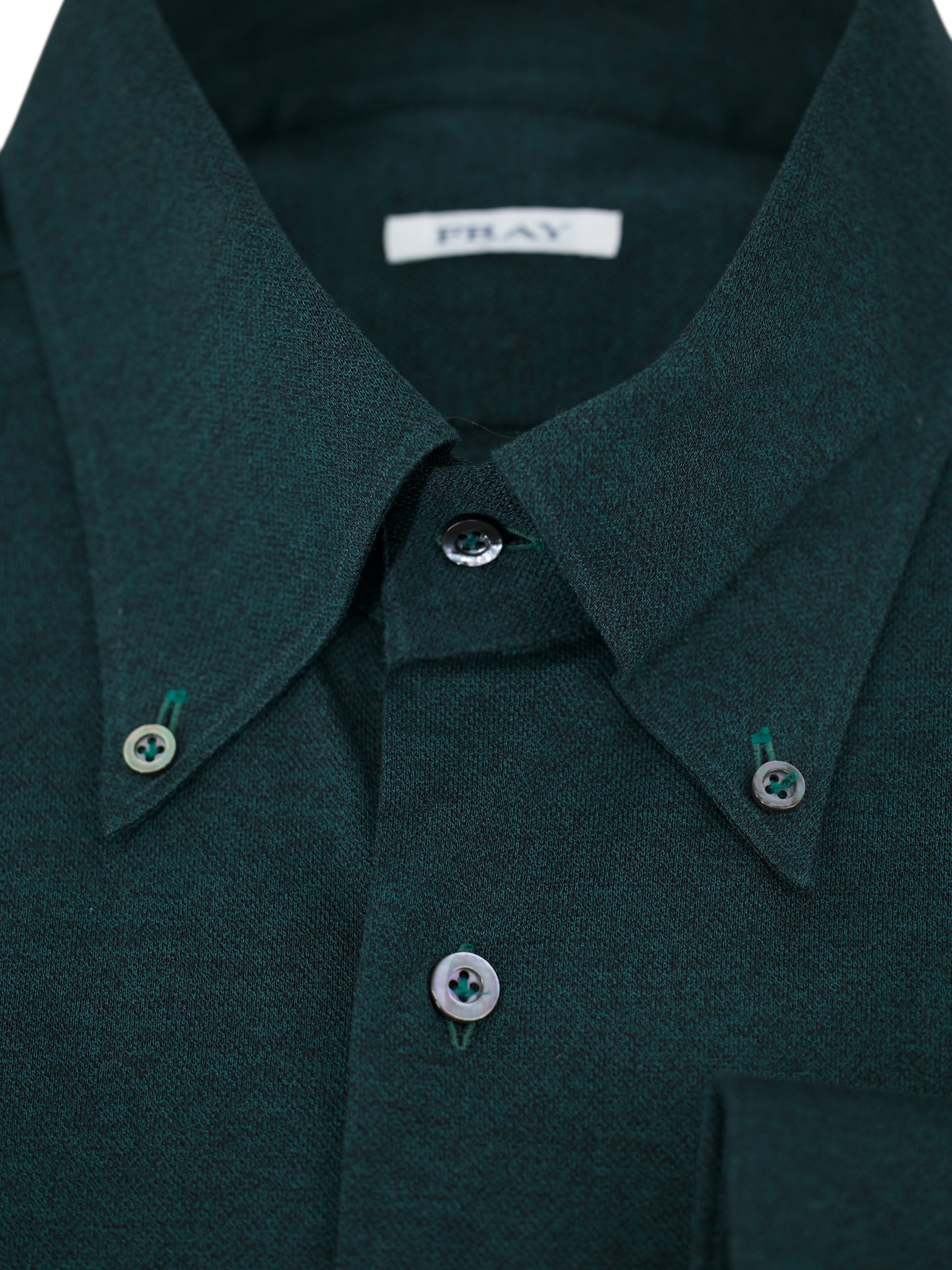 Fray Forest Green Piqué-Cotton Button Down Collar Shirt