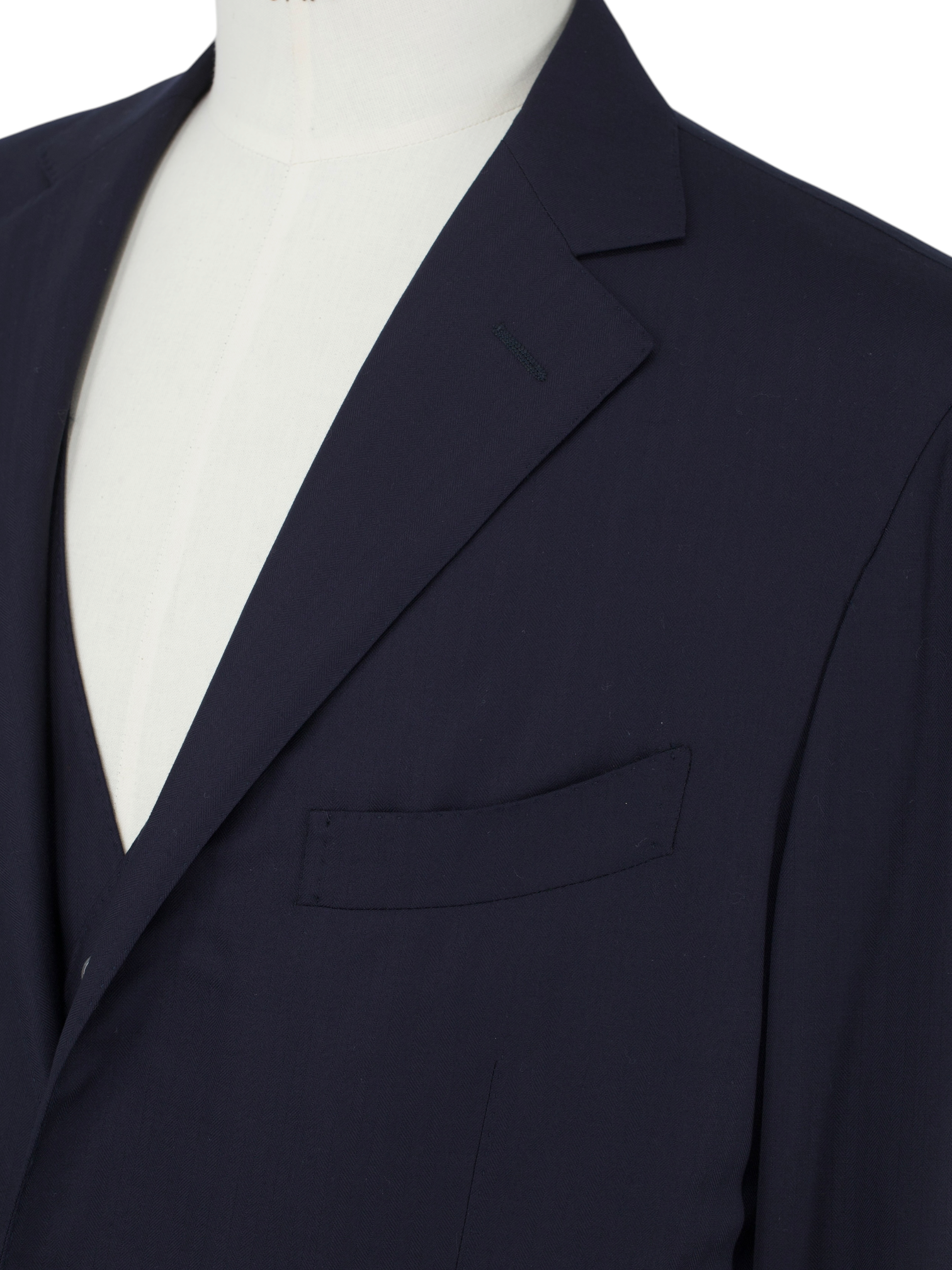 Corneliani Navy 3-Piece Super 160's Herringbone Suit
