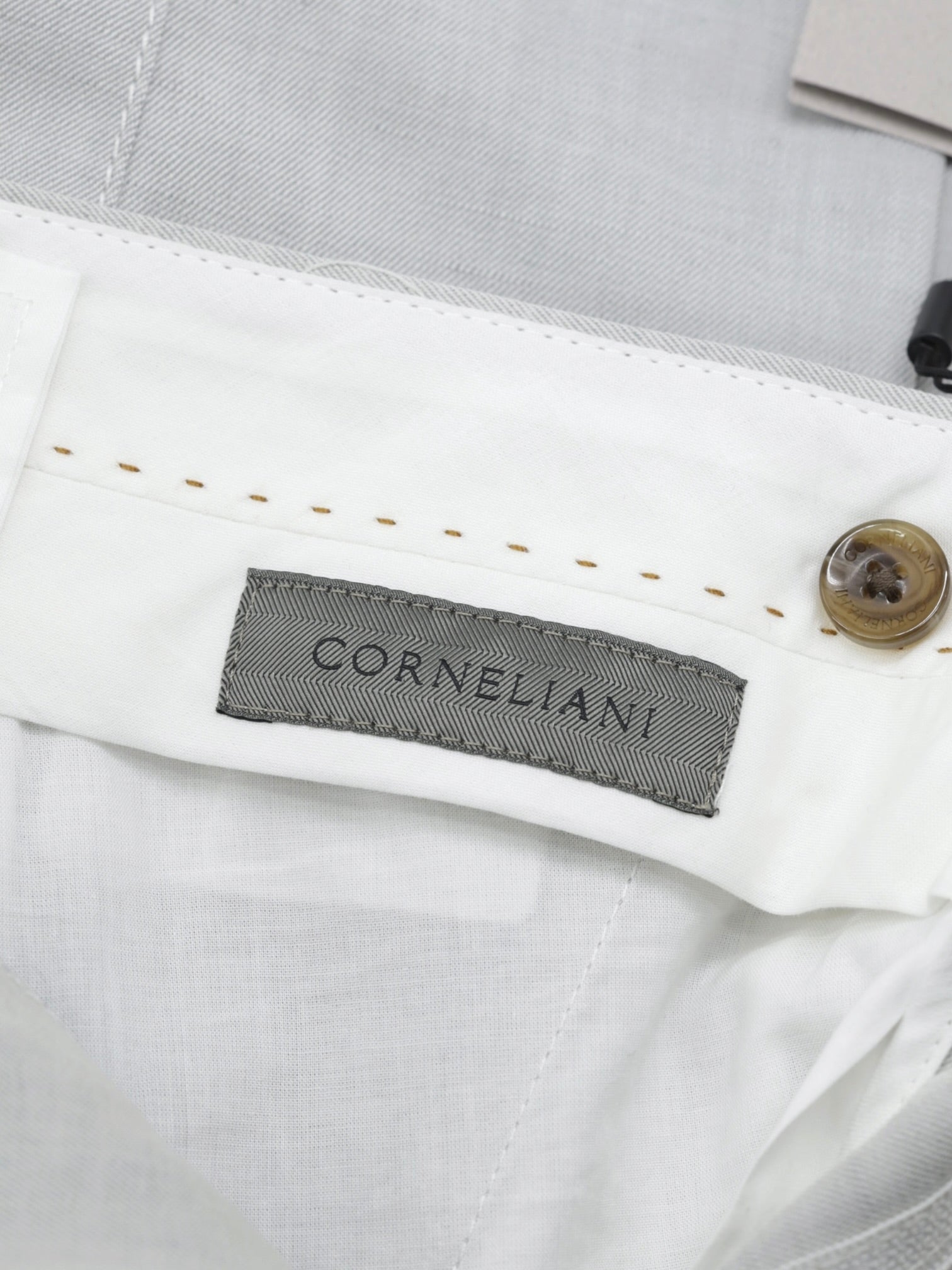 Corneliani Light Grey Virgin Wool & Linen Trousers
