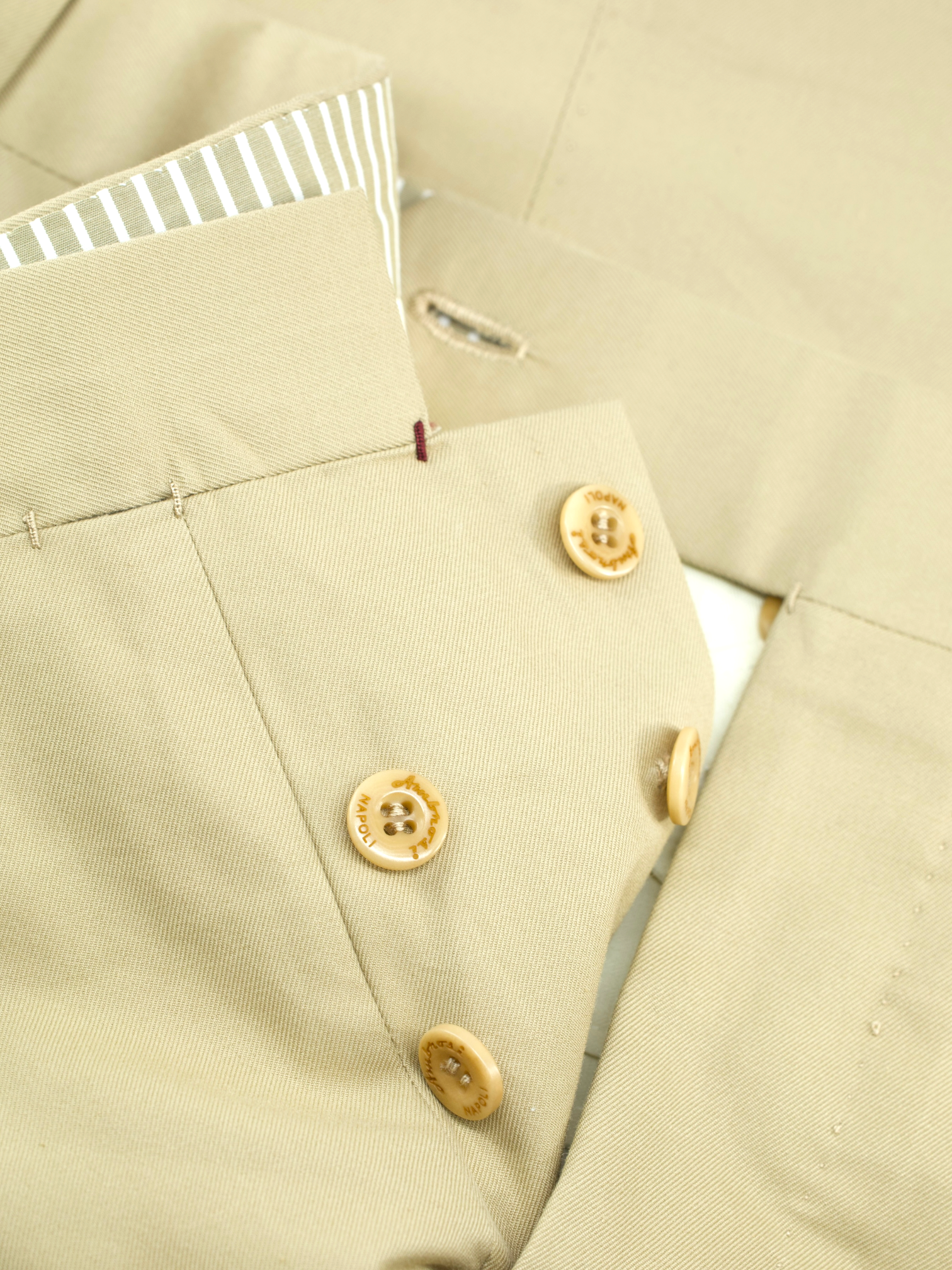 Ambrosi Beige Pure-Cotton Twill Sartorial Summer Trousers