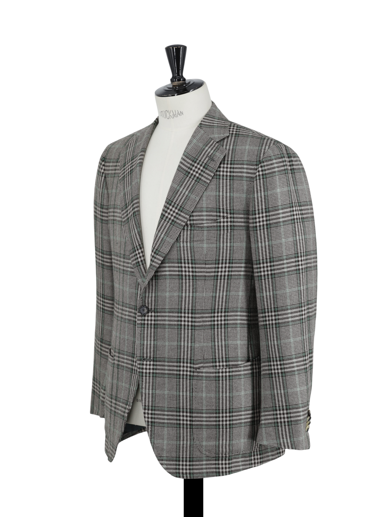 Cesare Attolini Grey & Green SIlk & Cashmere Checkered Jacket