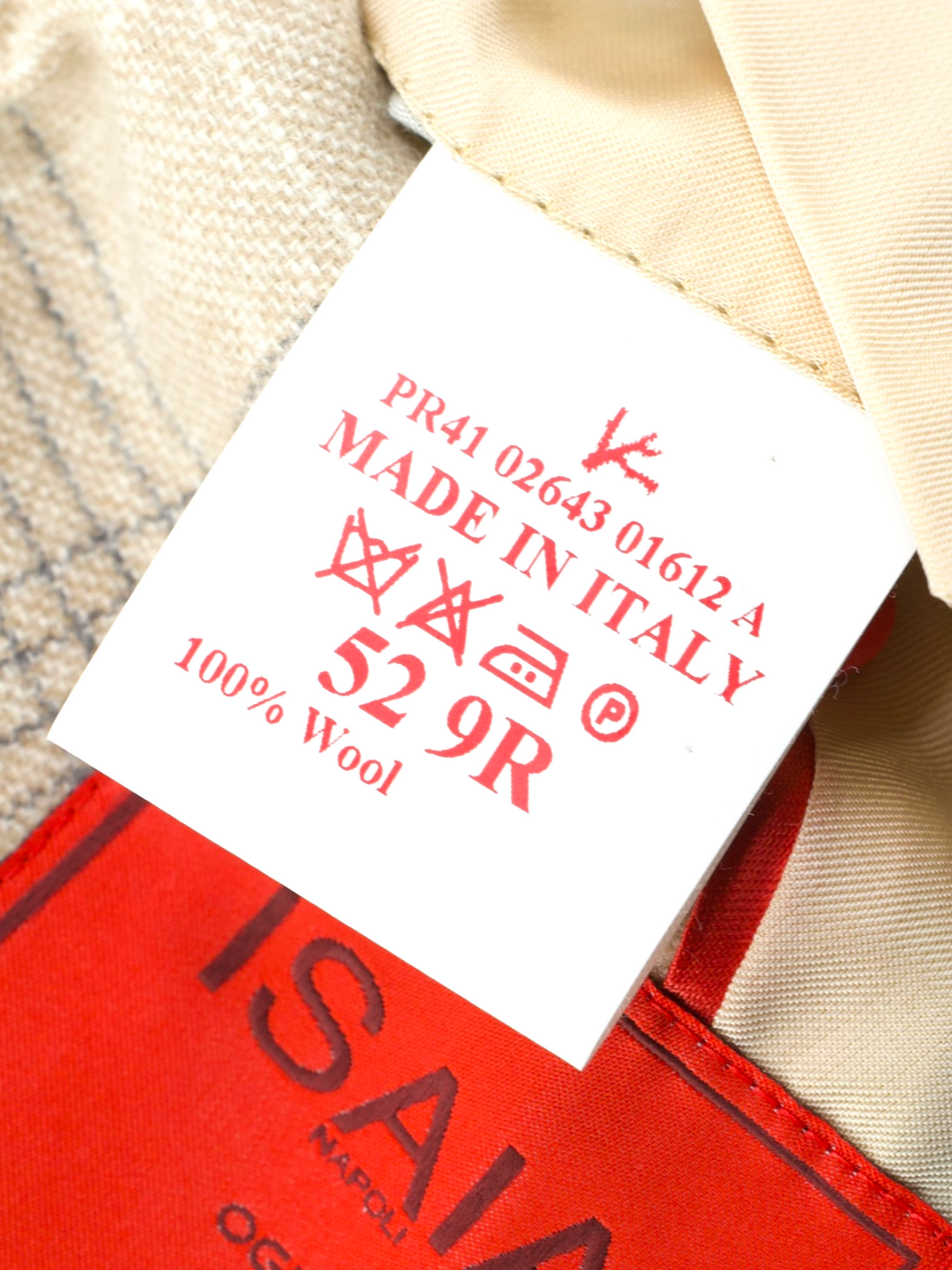 Isaia Beige & Grey Pure Wool Checkered "Amalfi" Jacket