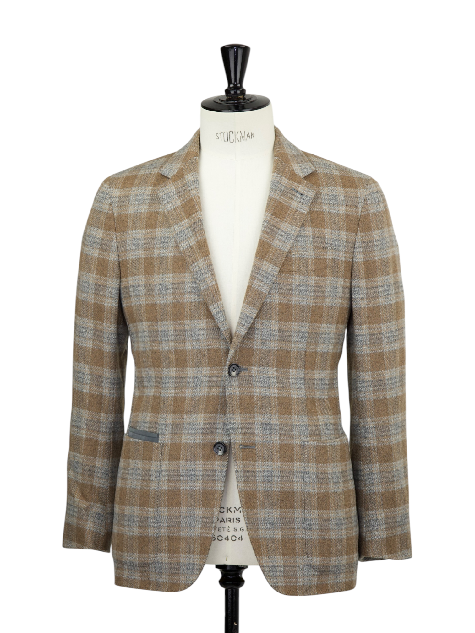 Ermenegildo Zegna Caramel & Taupe Wool-Stretch Windowpane Jacket