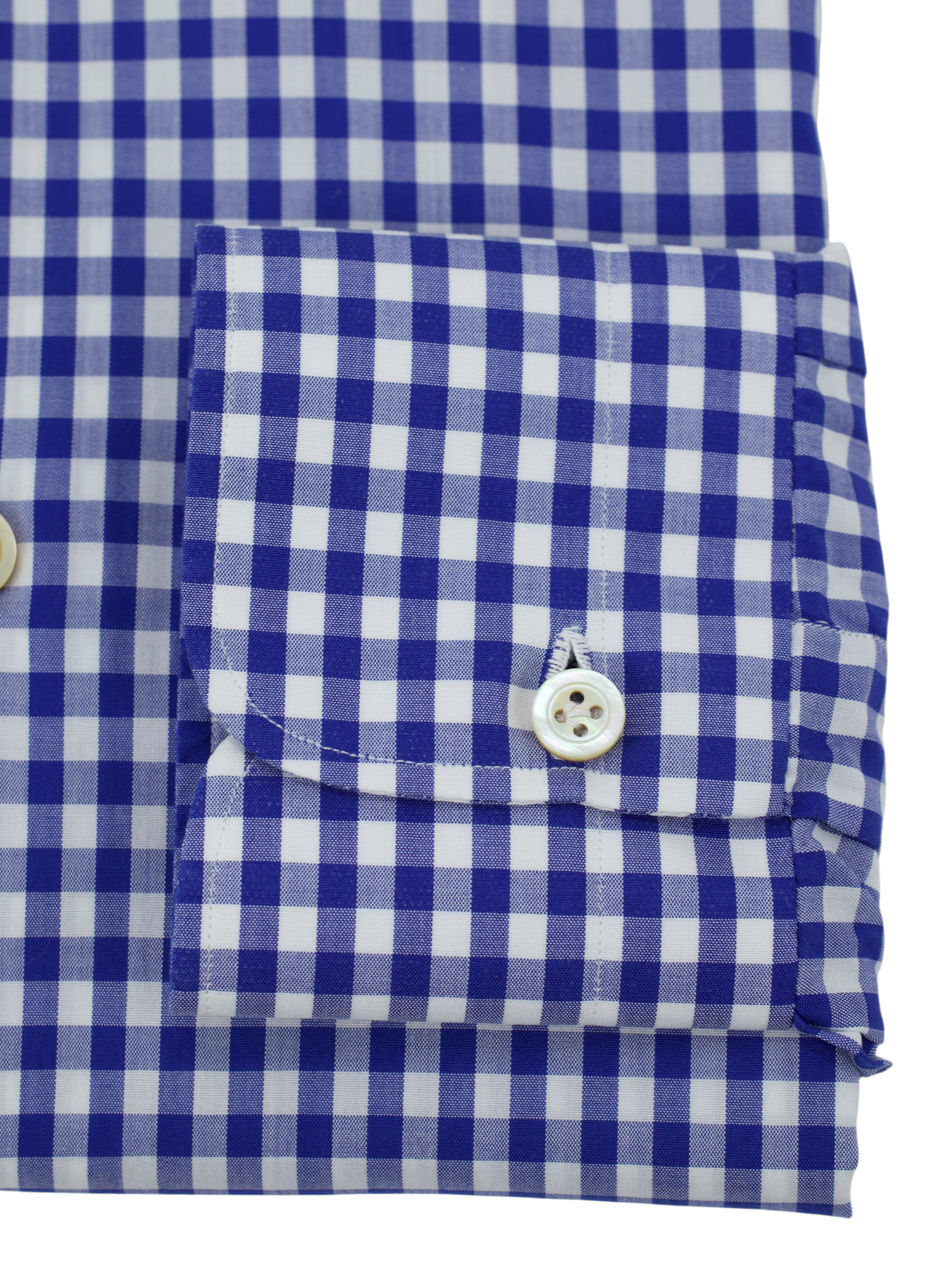 Kiton Blue & White Cotton Gingham Check Shirt
