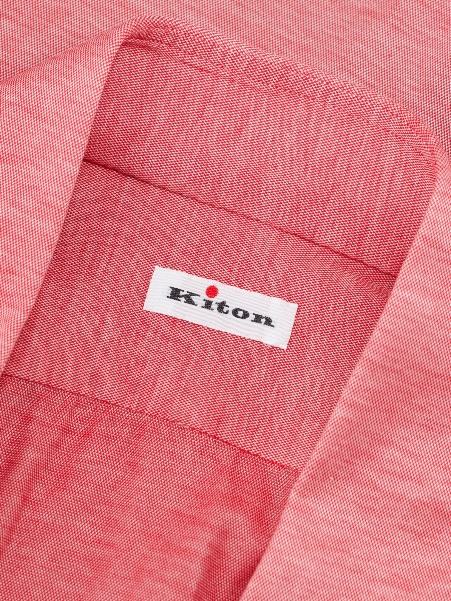 Kiton Coral Red Soft-Cotton Neapolitan Summer Shirt