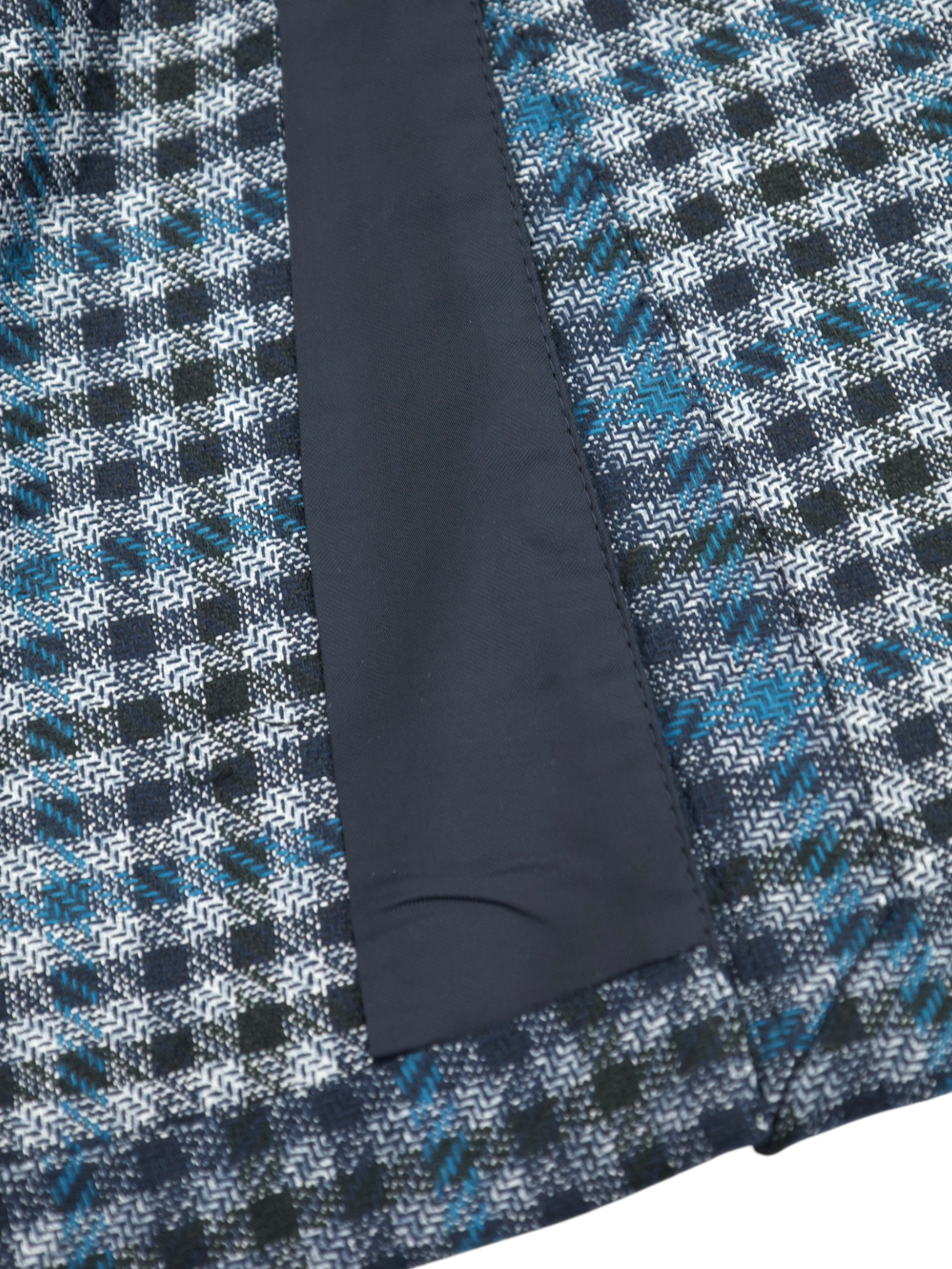 Ermenegildo Zegna Navy & Turquoise Silk & Cashmere Gingham Check Jacket