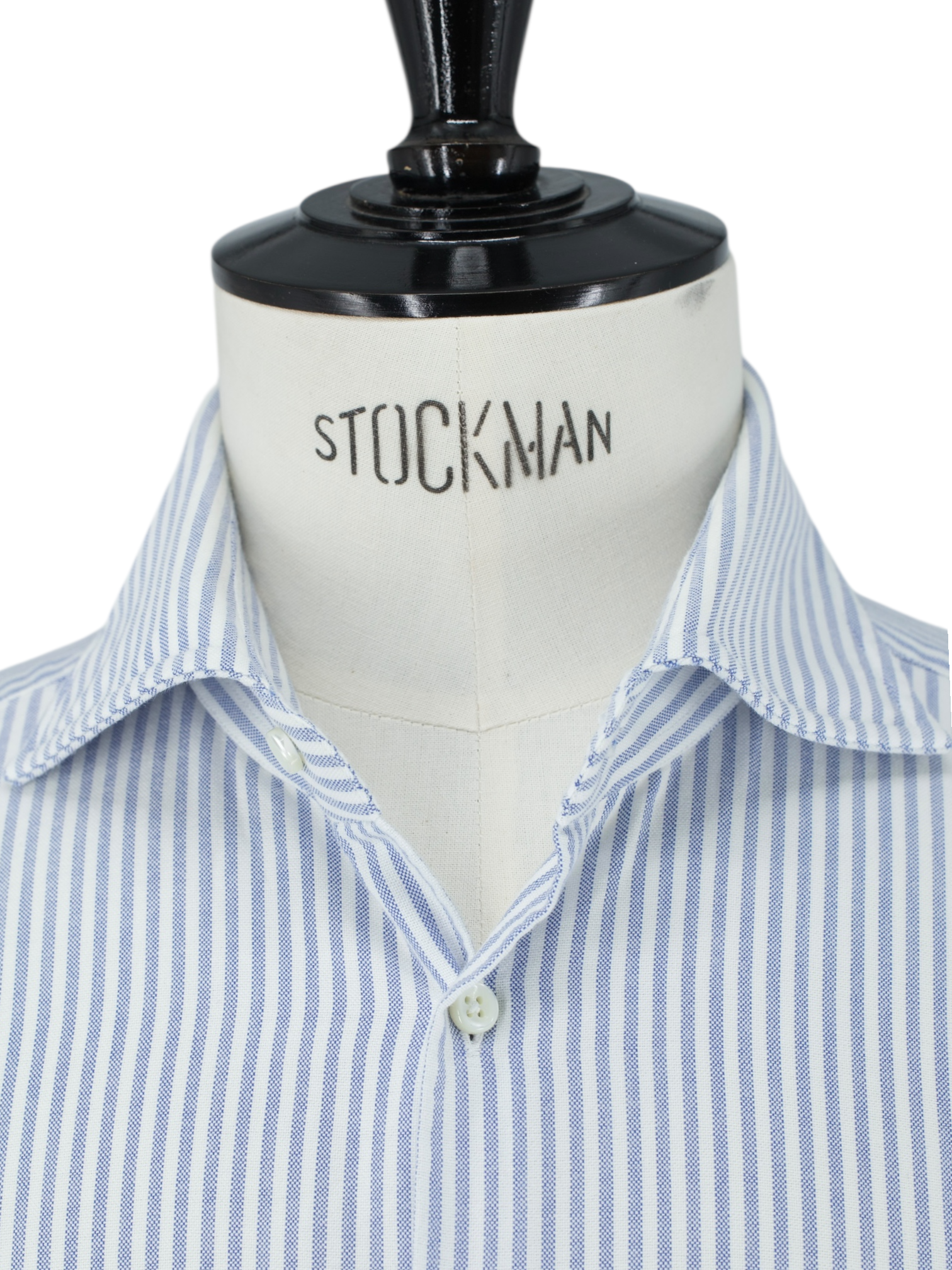 Emanuele Maffeis White & Light Blue Oxford-Cotton Cutaway-Collar Shirt