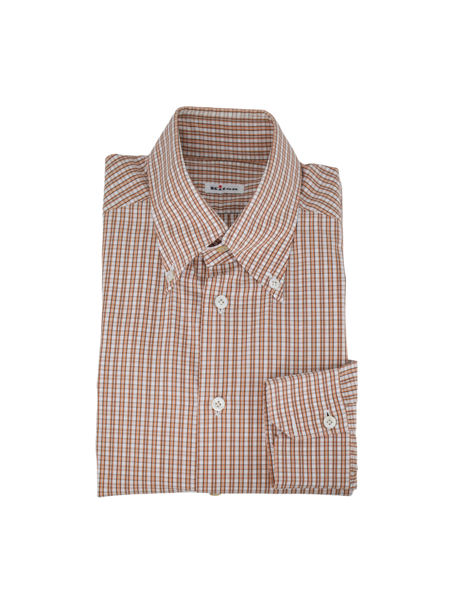 Kiton White & Red Cotton Gingham Check Button-Down Shirt
