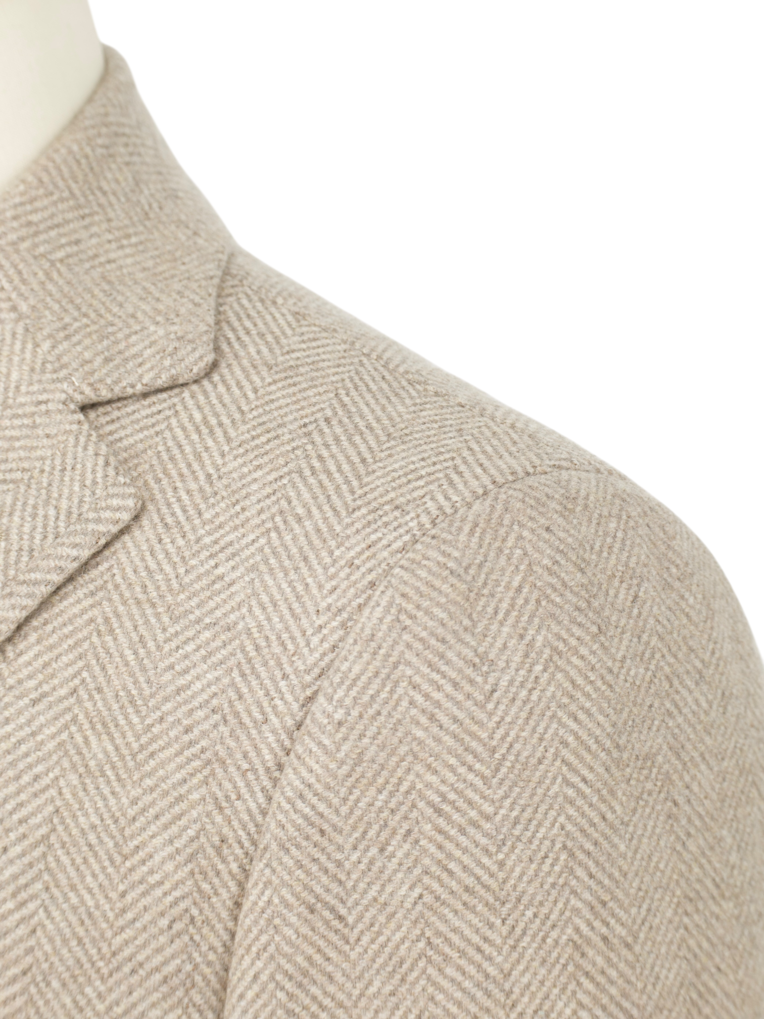 Cesare Attolini Taupe Pure Cashmere Herringbone Sartorial Polo Coat