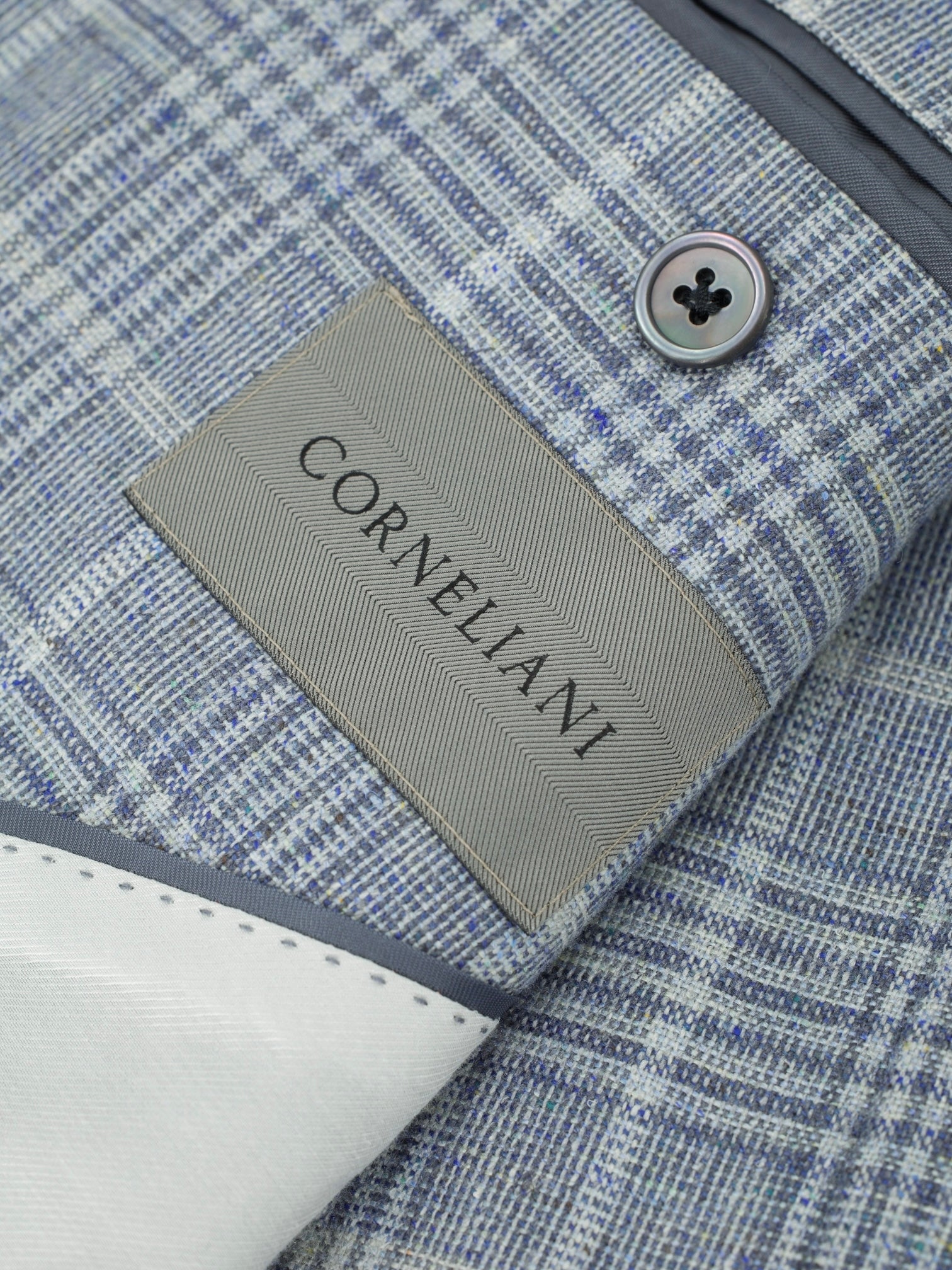 Corneliani Light Grey Pure-Silk Prince of Wales Jacket