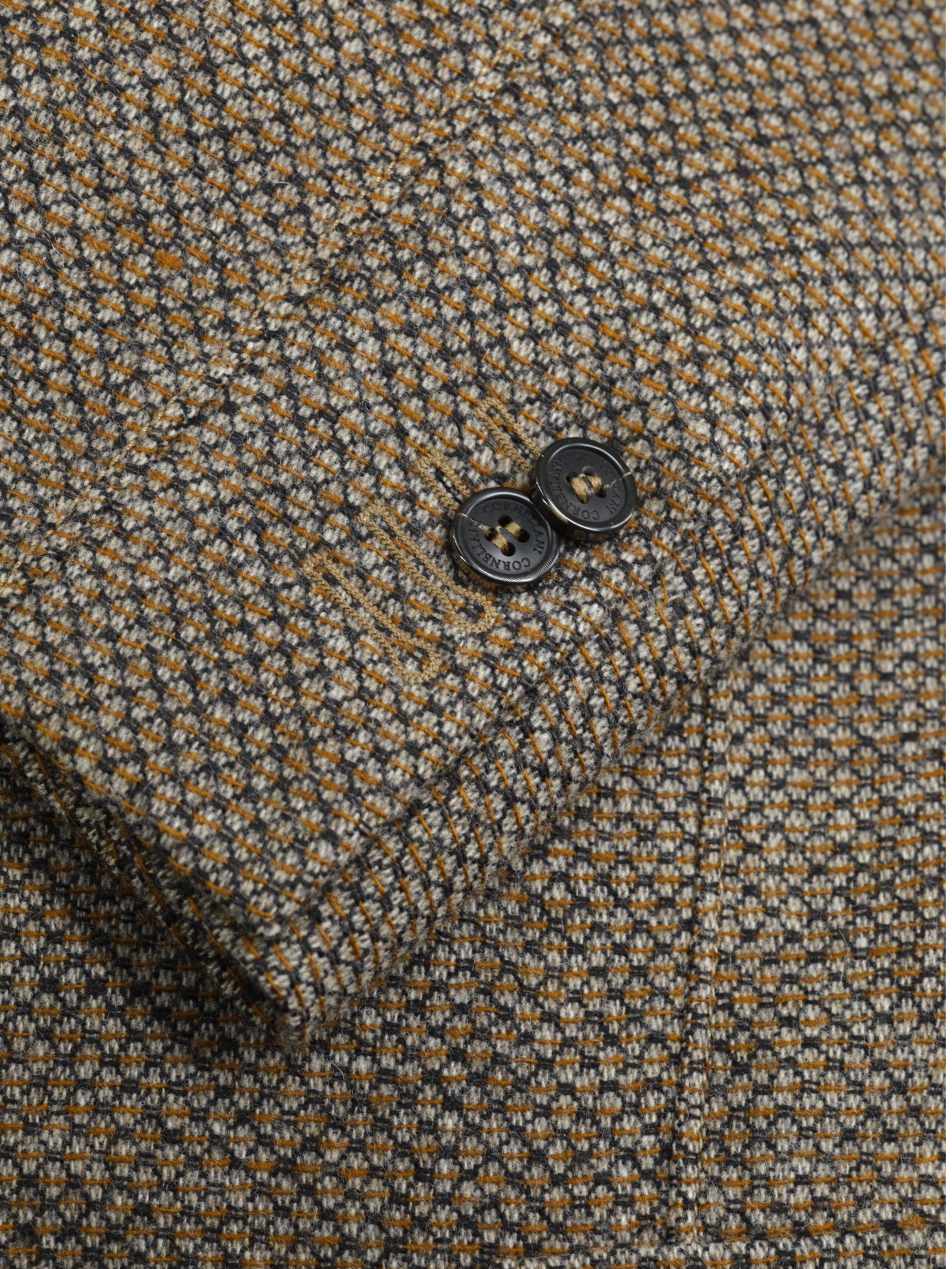 Corneliani ID Brown & Orange Wool & Cashmere Bicolor Micro-Pattern Vespa Jacket