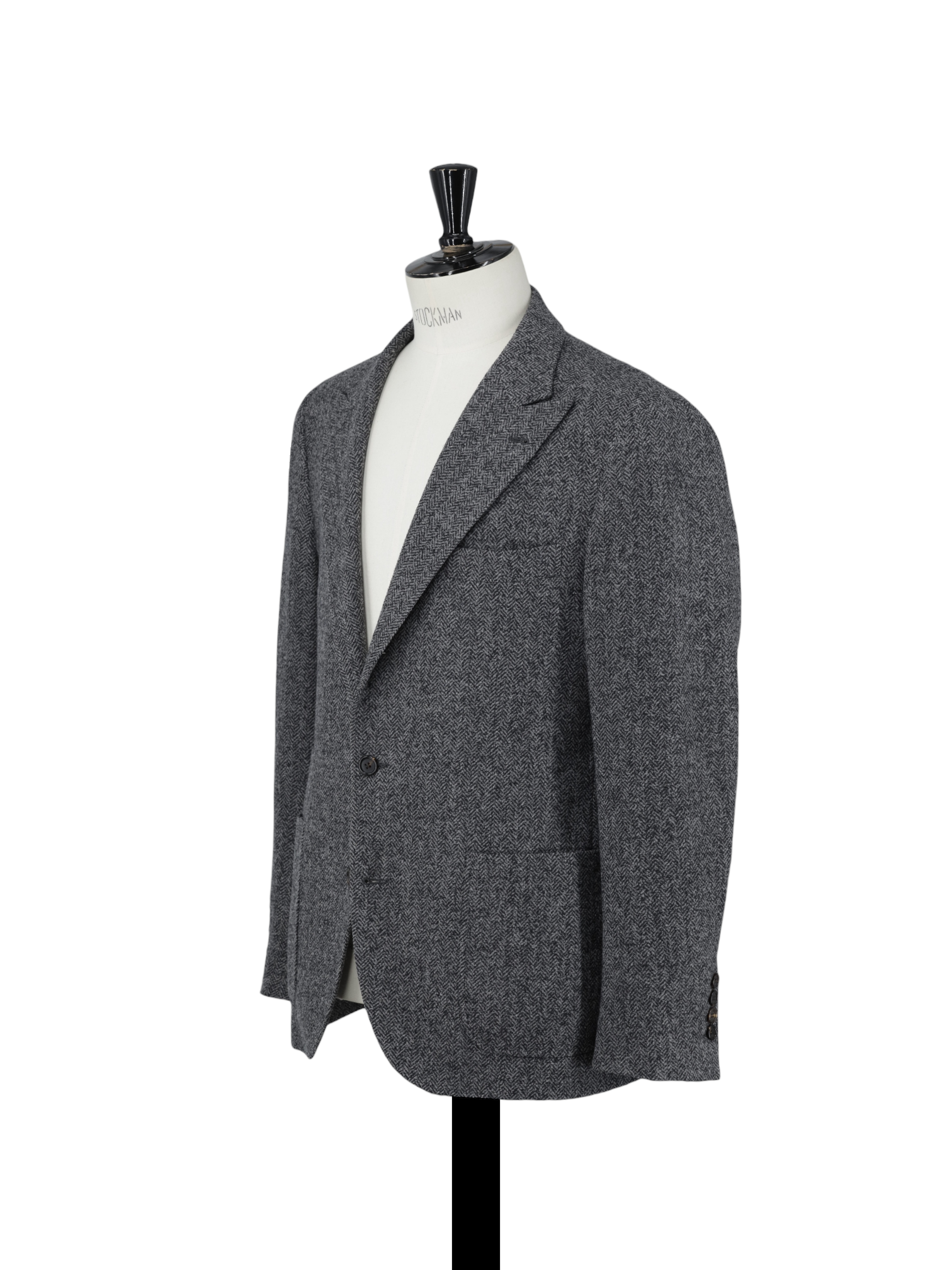 Brunello Cucinelli Grey Wool, Silk & Cashmere Herringbone Jacket