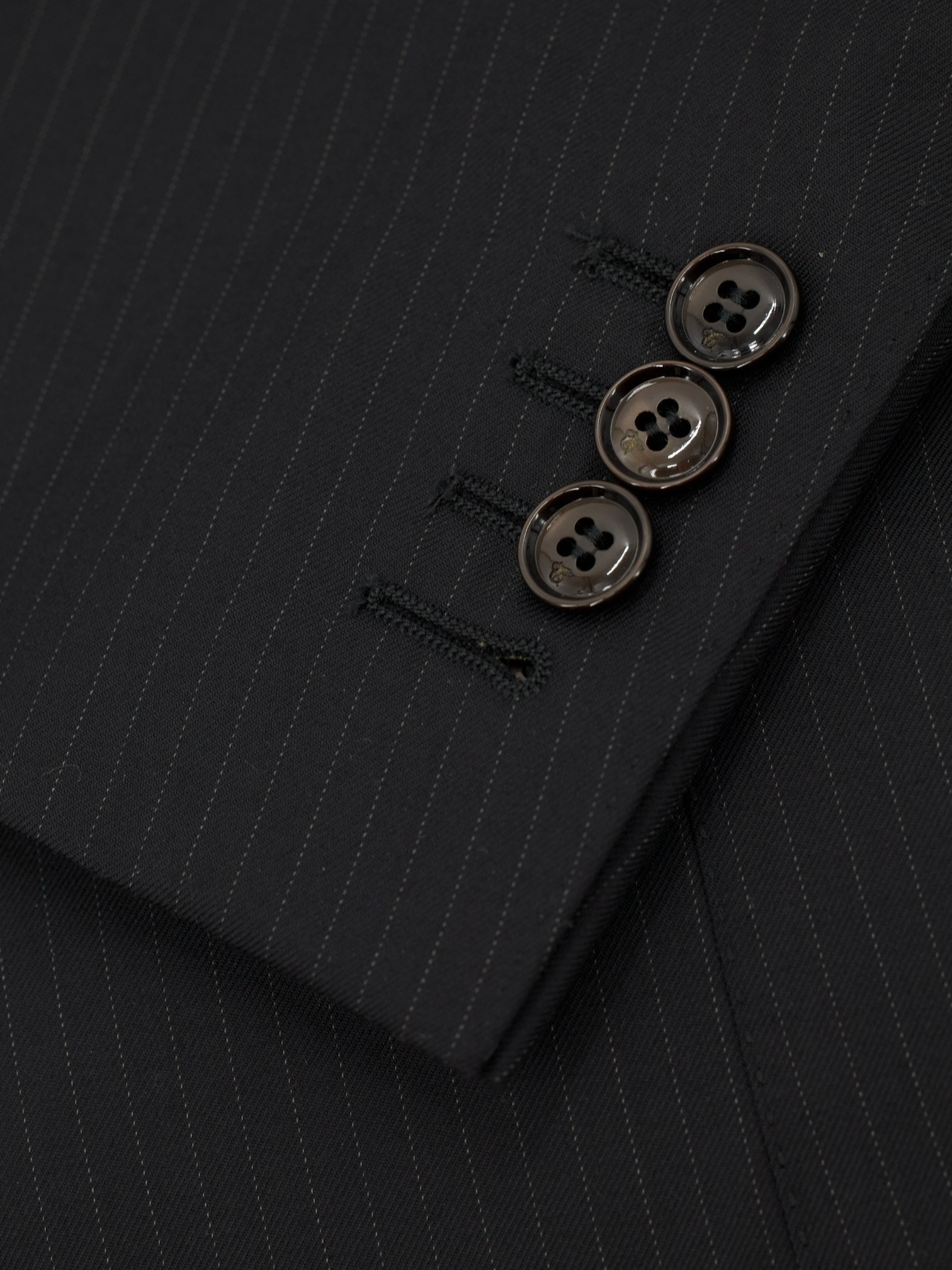 Canali Black Super 180's Pencil-Stripe Suit