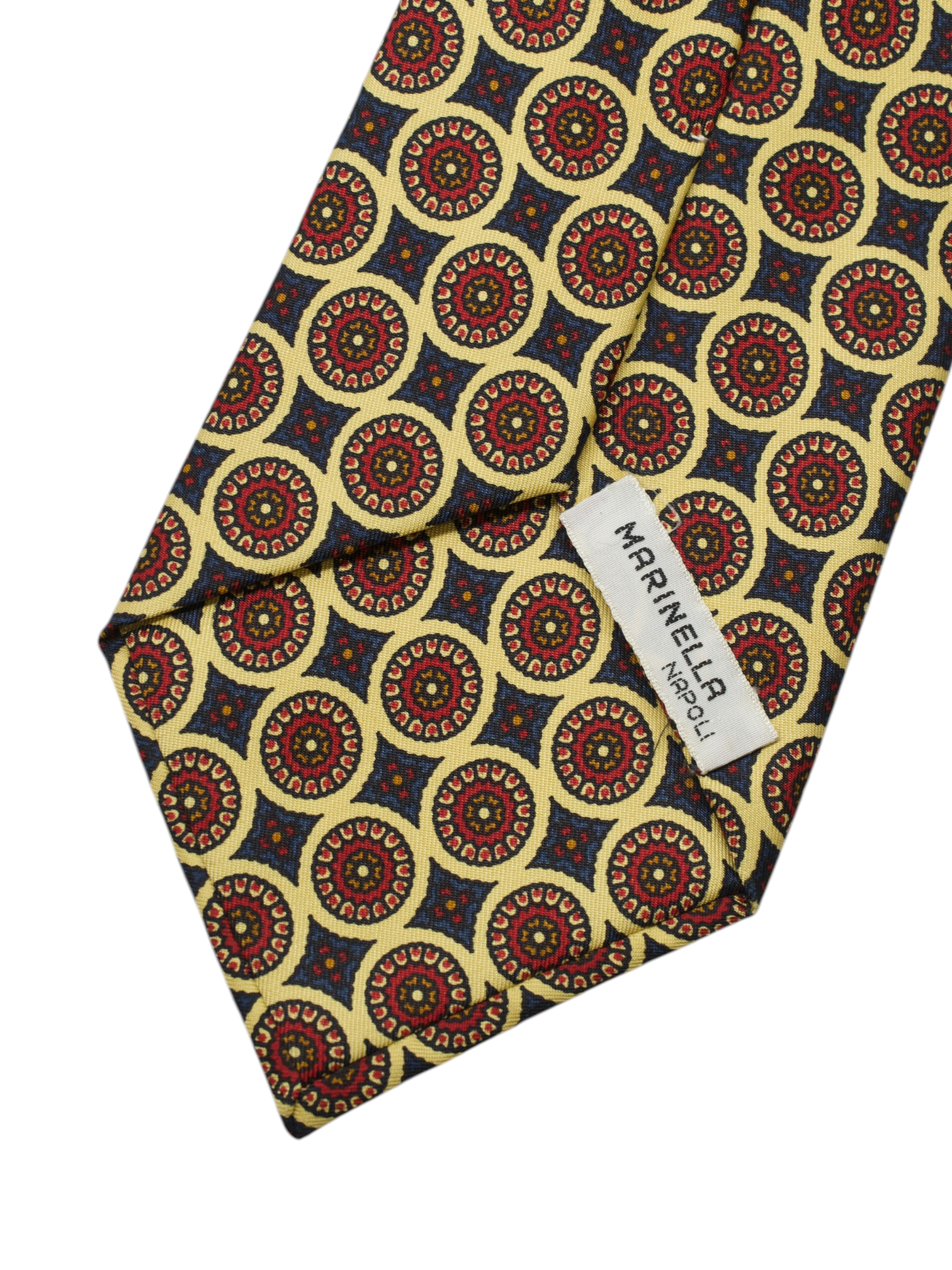 E.Marinella Yellow & Red Silk Vintage Medaillon Pattern Tie