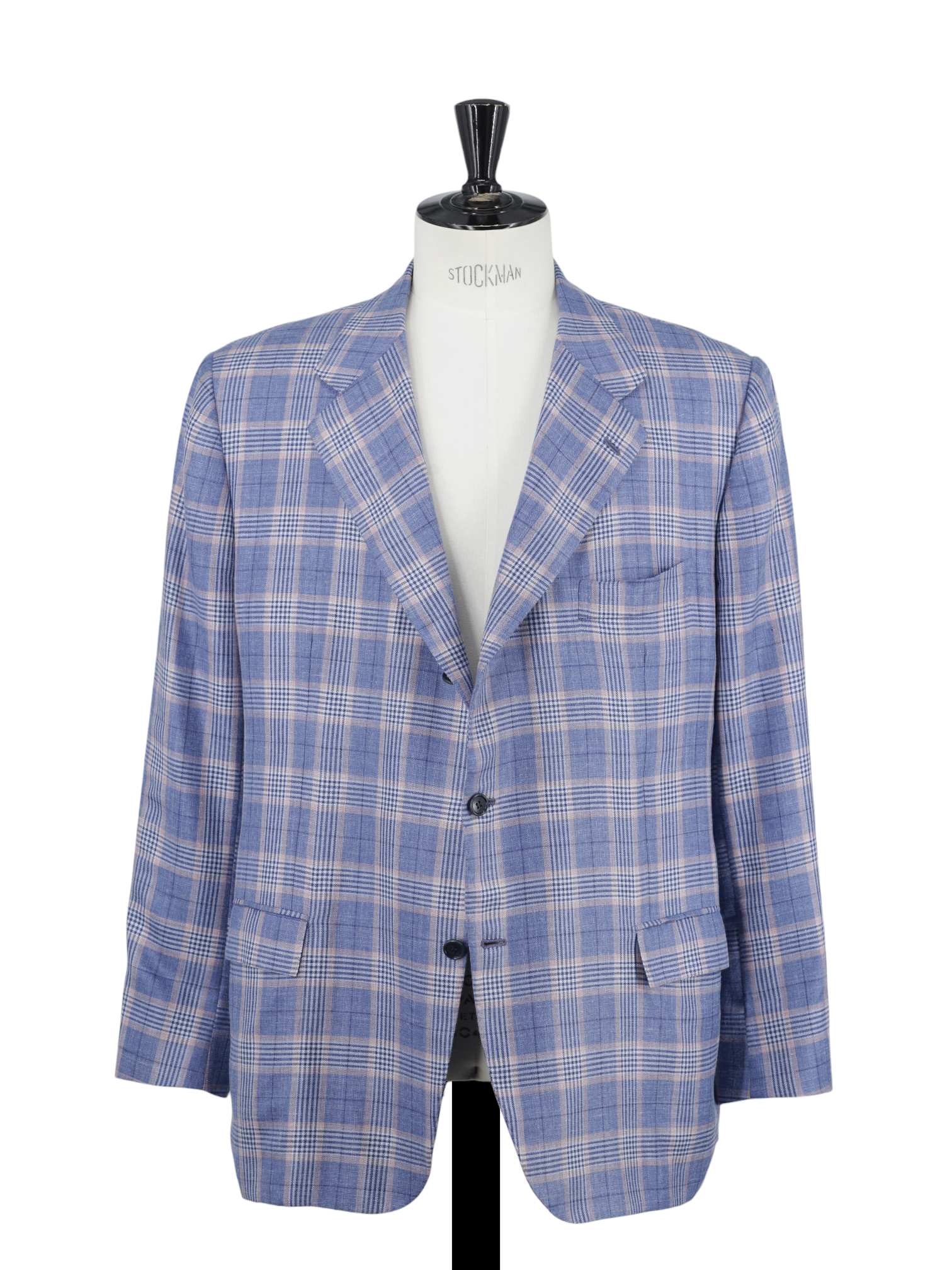 Kiton Light Blue & Pink Cashmere, Linen & Silk Checkered Jacket