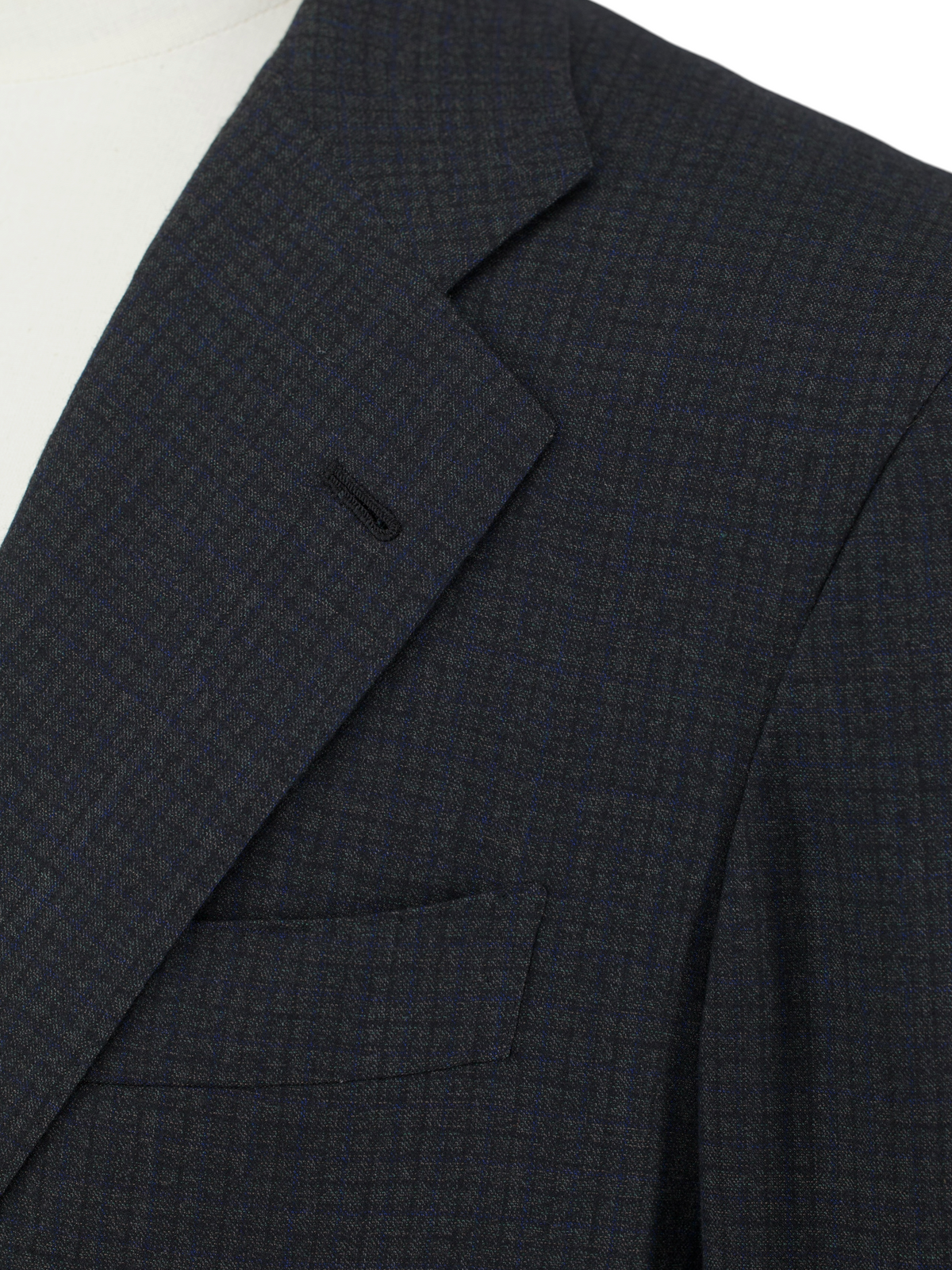 Kiton Donkergrijs & Blauw 14-Micron Wol Micro-Check Jasje